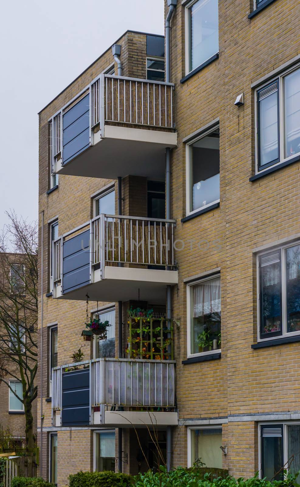 Apartments building with balcony's, Modern dutch city architecture