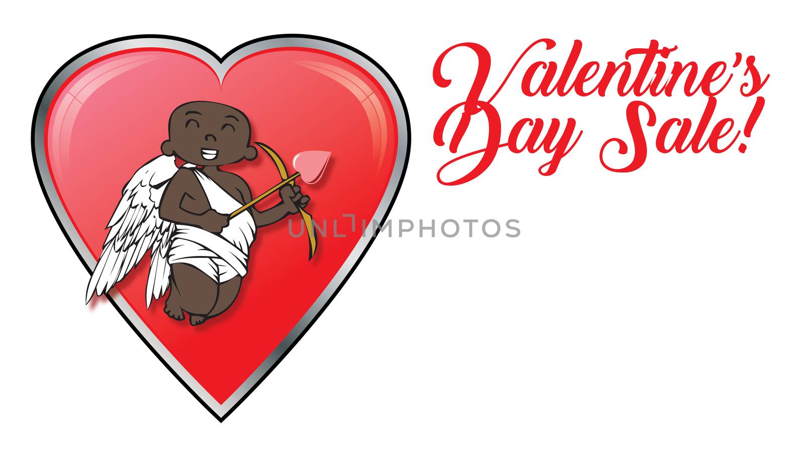 african-american cupid with Valentines Day retail sale logo and  by illstudio