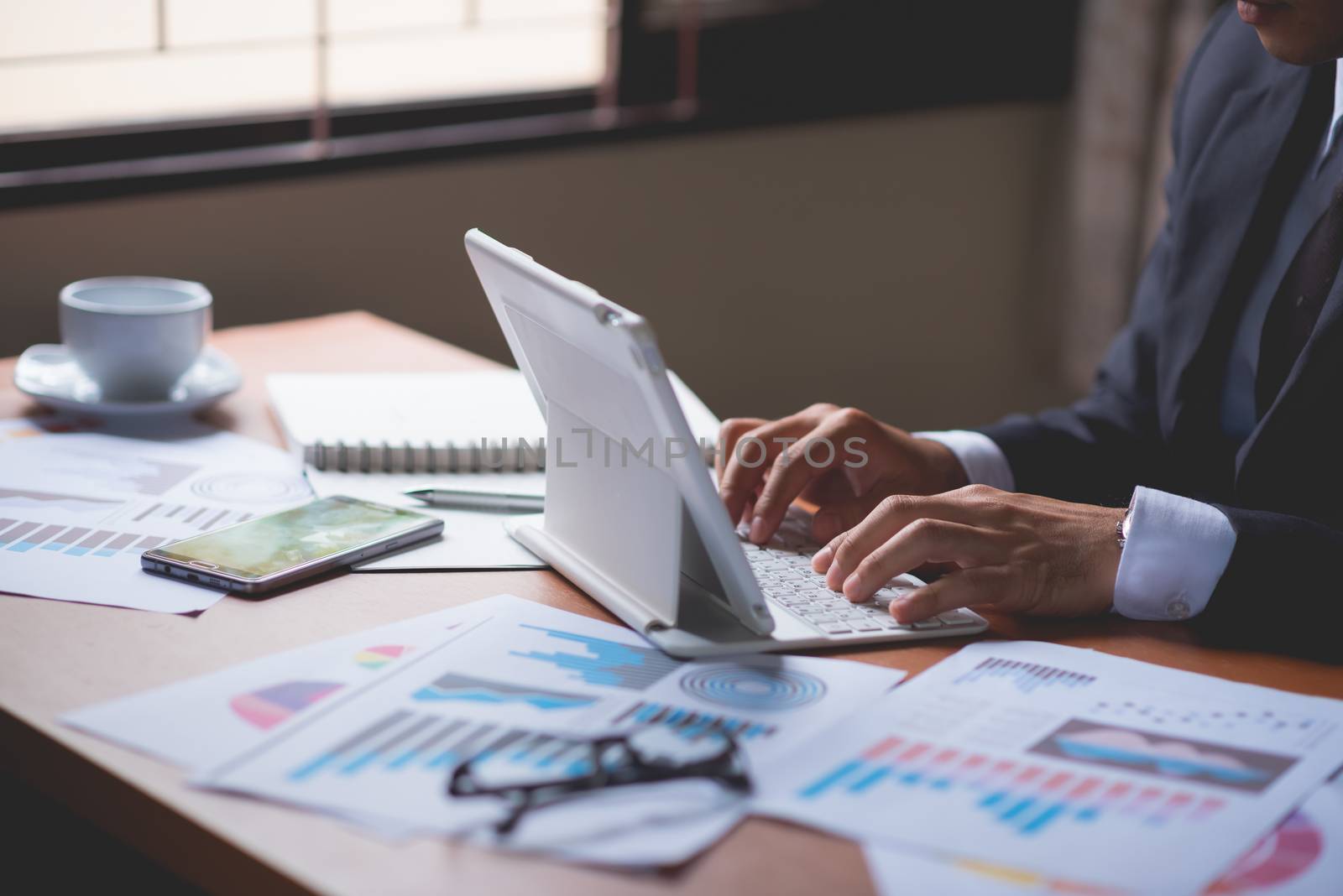 Businessman working on desk office business