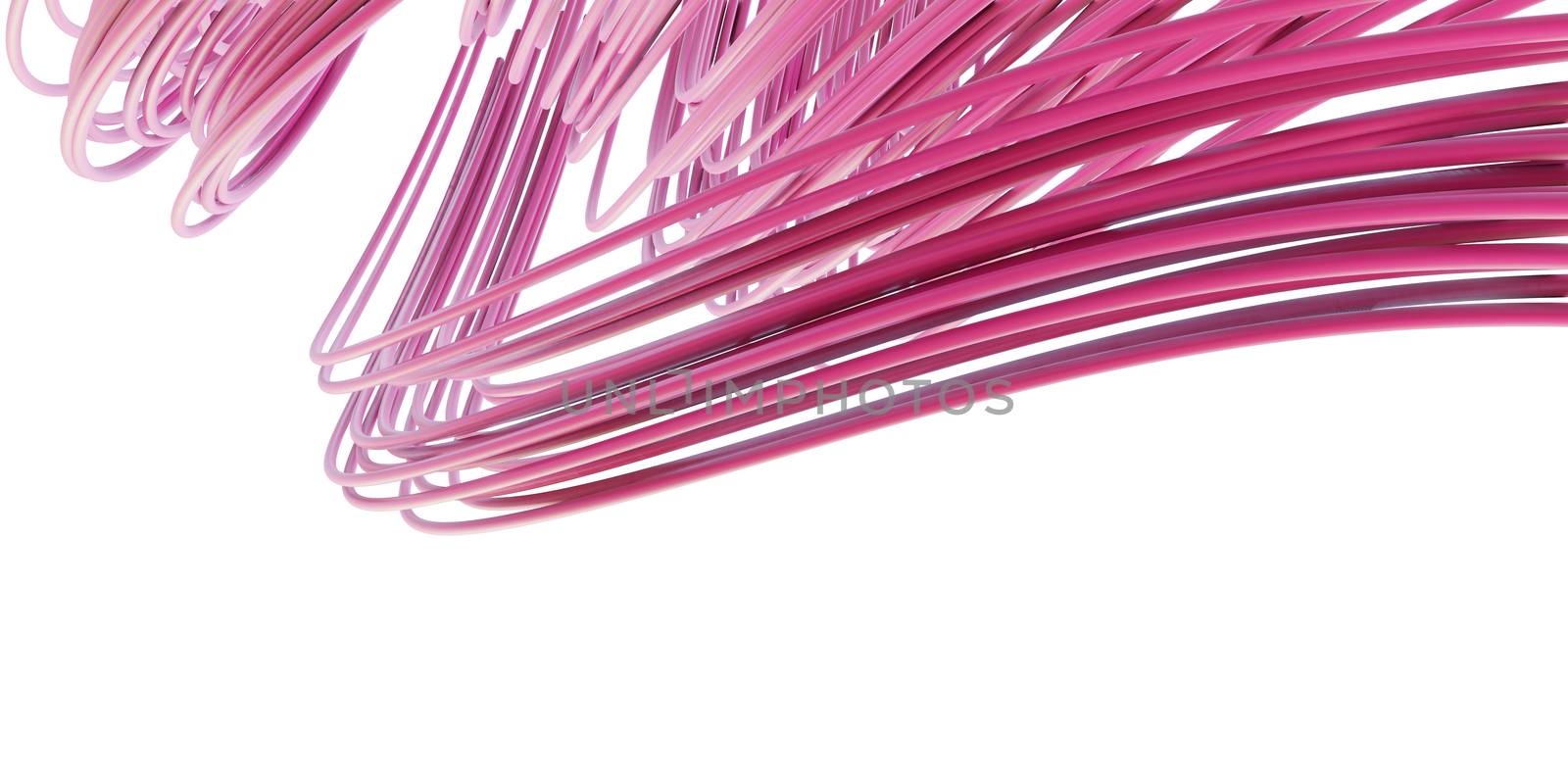 Abstract pink smooth lines on white background. 3D illustration. Beautiful background for your design