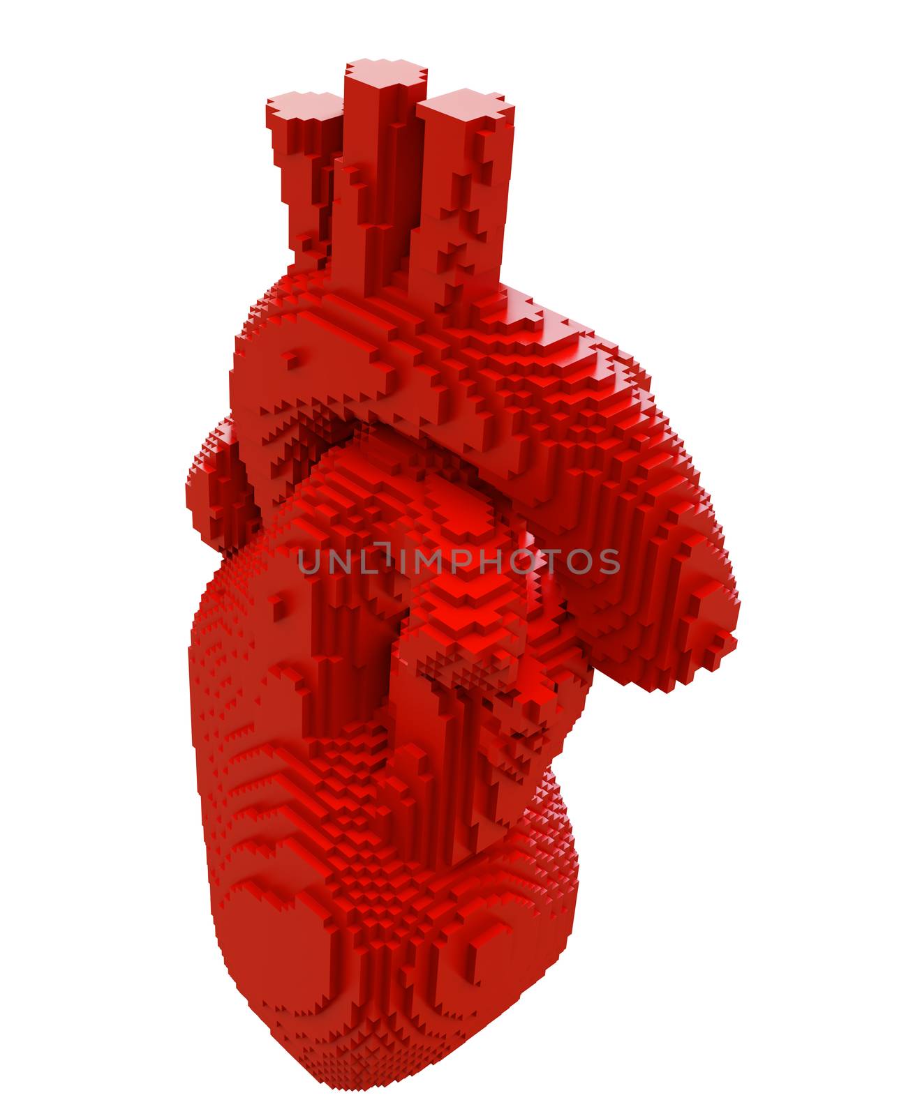 3d printed heart isolated on white background. Concept 3d printing of internal organs. 3D illsutration