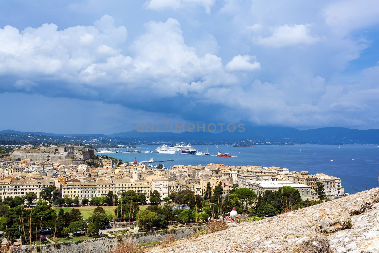 A picturesque view of the city of Corfu from the fortress of the Corfu town. Greece. by ankarb