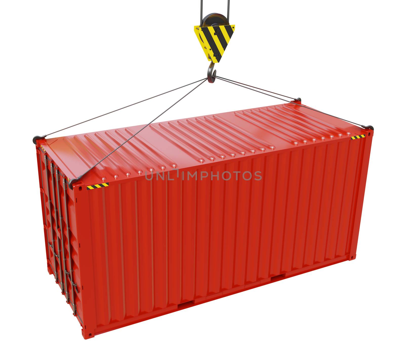 Cargo container with hook isolated on white by cherezoff