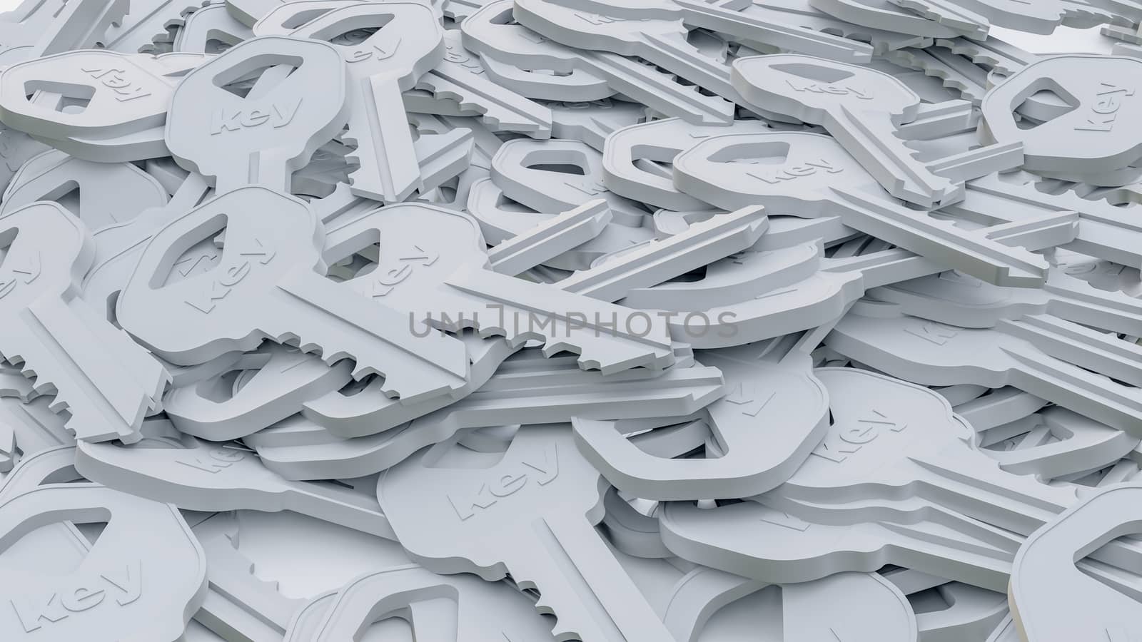 Abstract background of white keys. 3d illustration