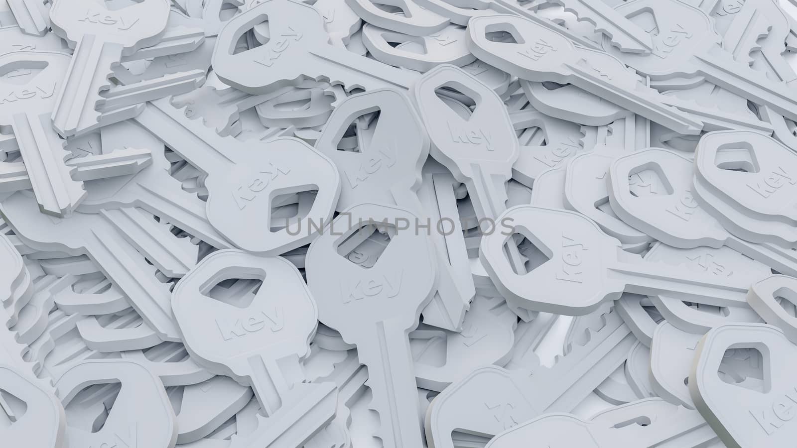 Abstract background of white keys. 3d illustration