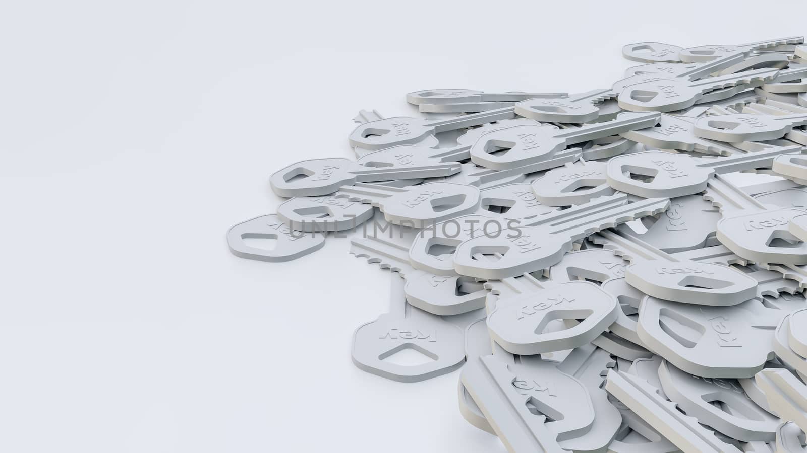 Abstract background of white keys. 3d illustration