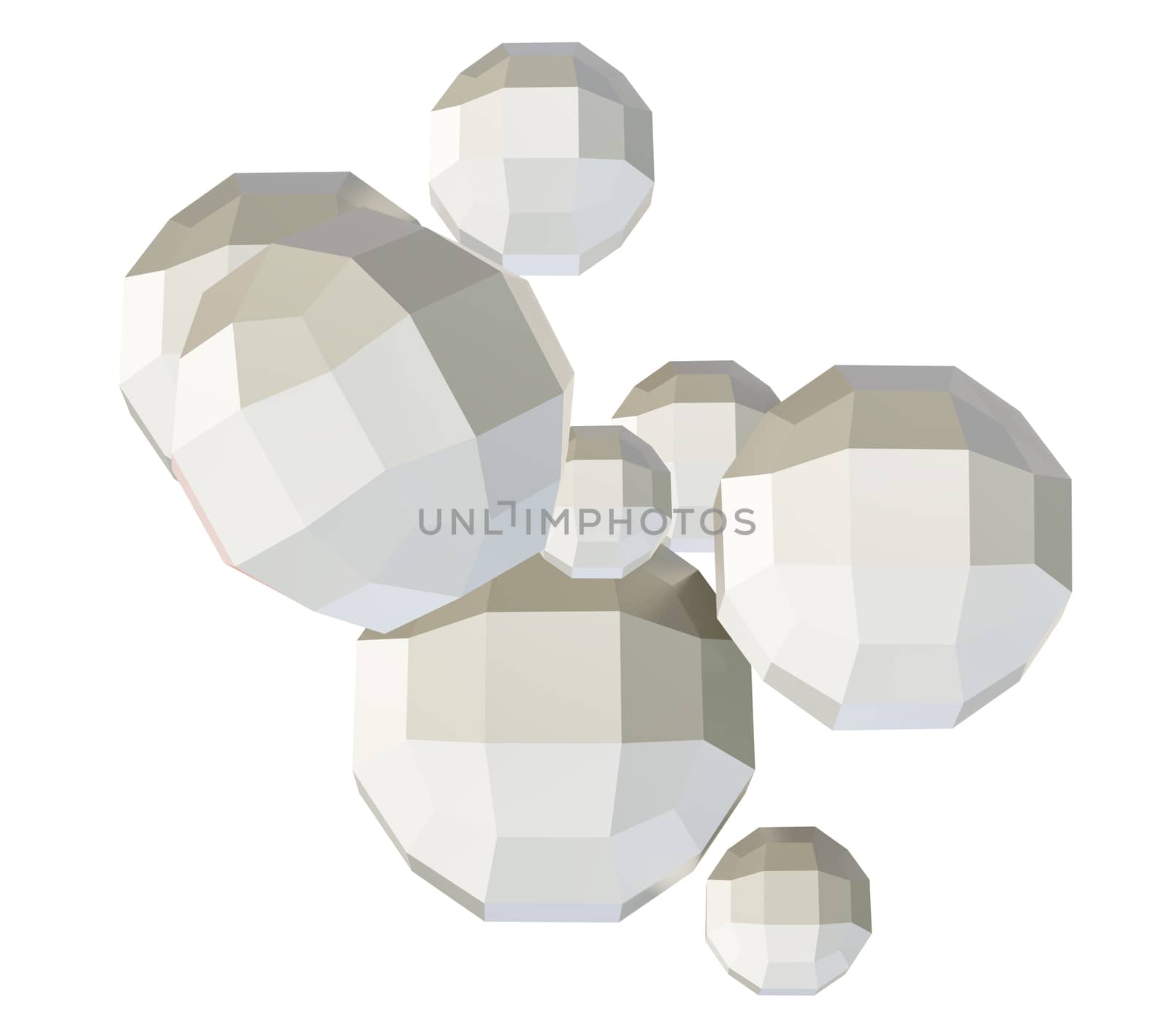 White spheres. 3D illustration by cherezoff