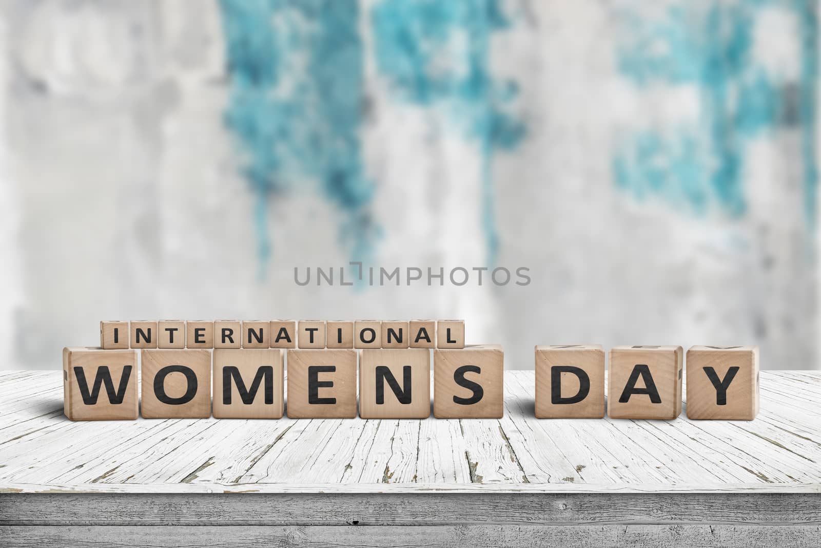International Womens day sign on a wooden table by Sportactive