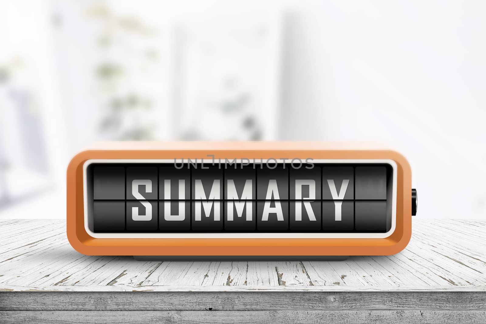 Summary sign device on a weathered wooden table by Sportactive