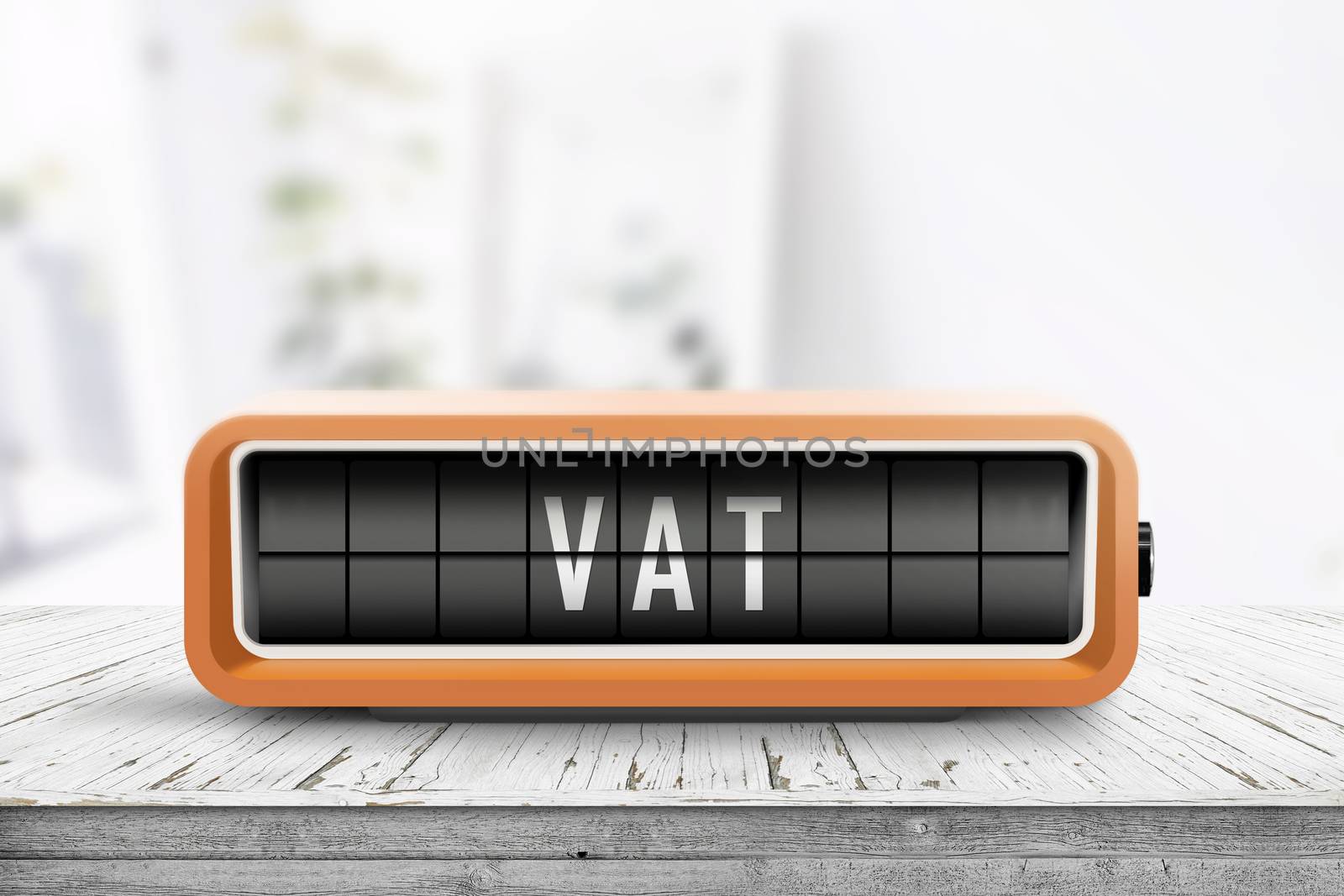 VAT tax sign in form of a retro alarm clock by Sportactive