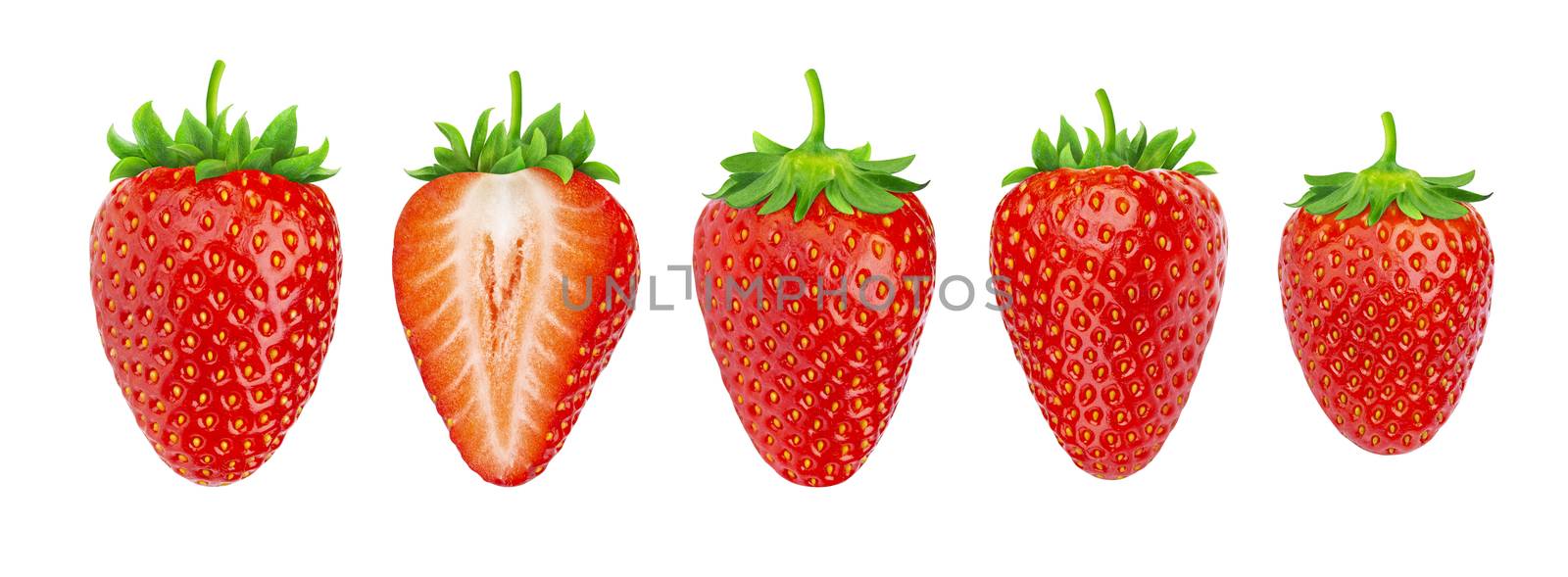 Strawberry isolated. Collection of strawberries isolated on white background by xamtiw