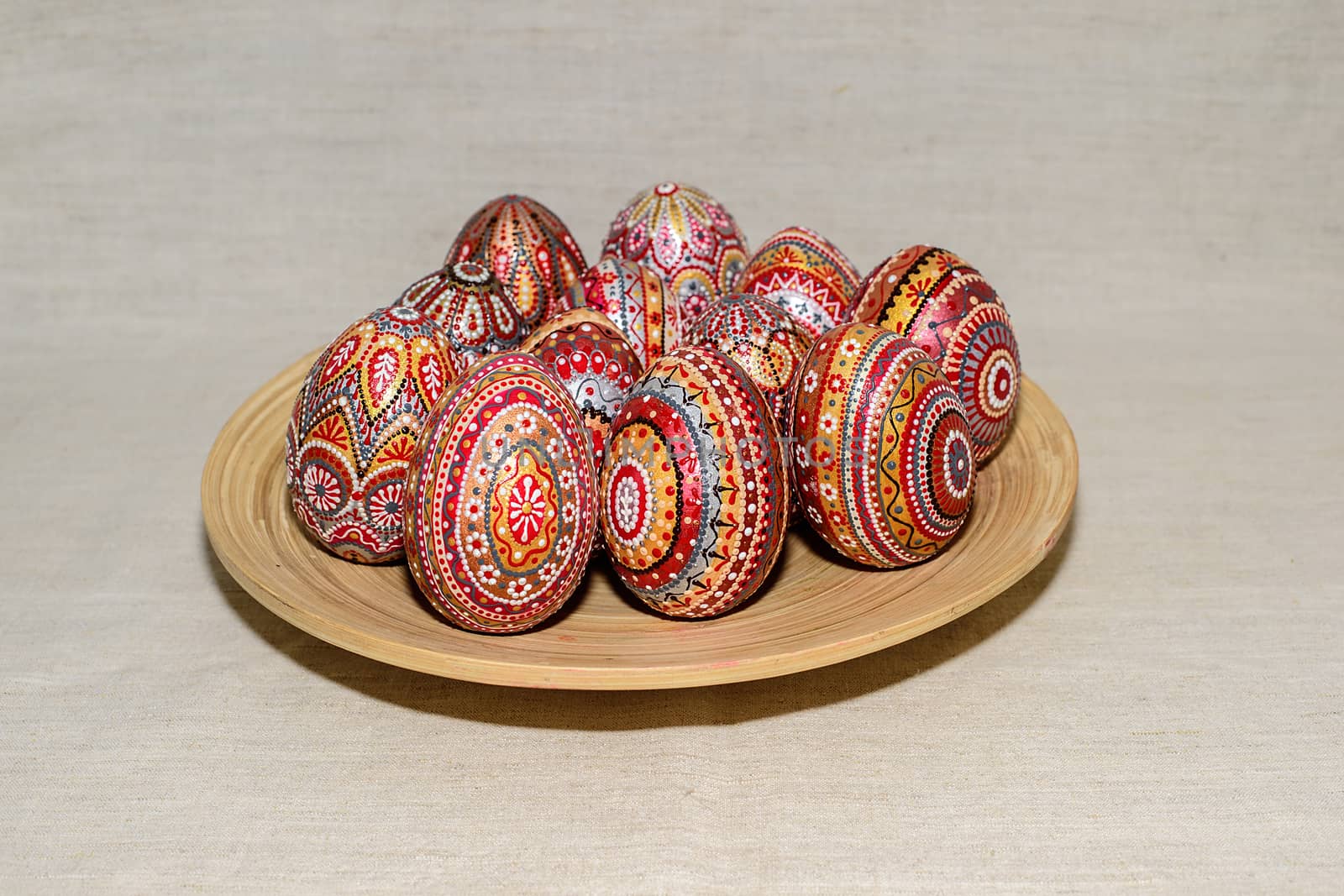 Easter eggs, the hand-painted with acrylic paints.