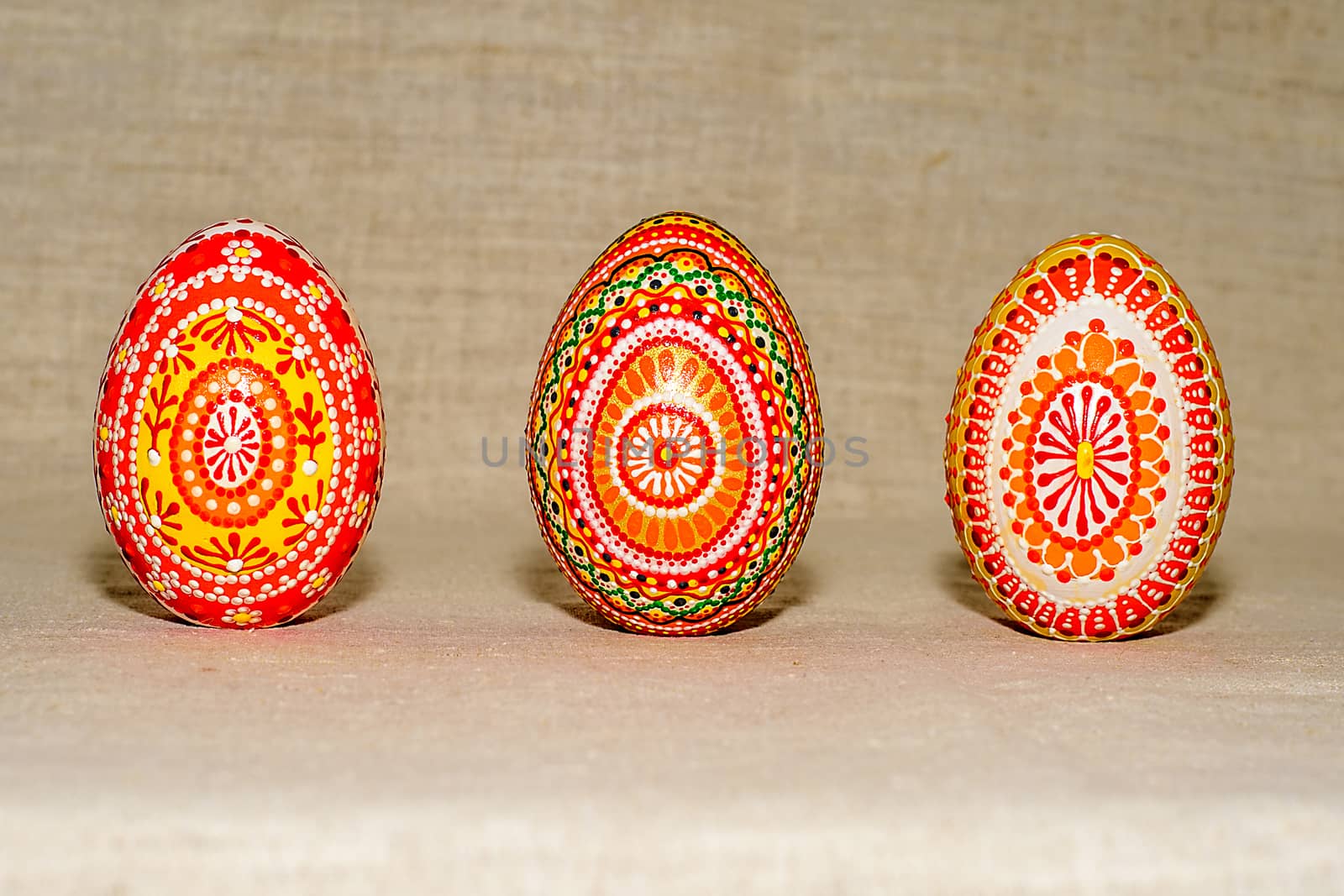 Easter eggs, the hand-painted with acrylic paints.