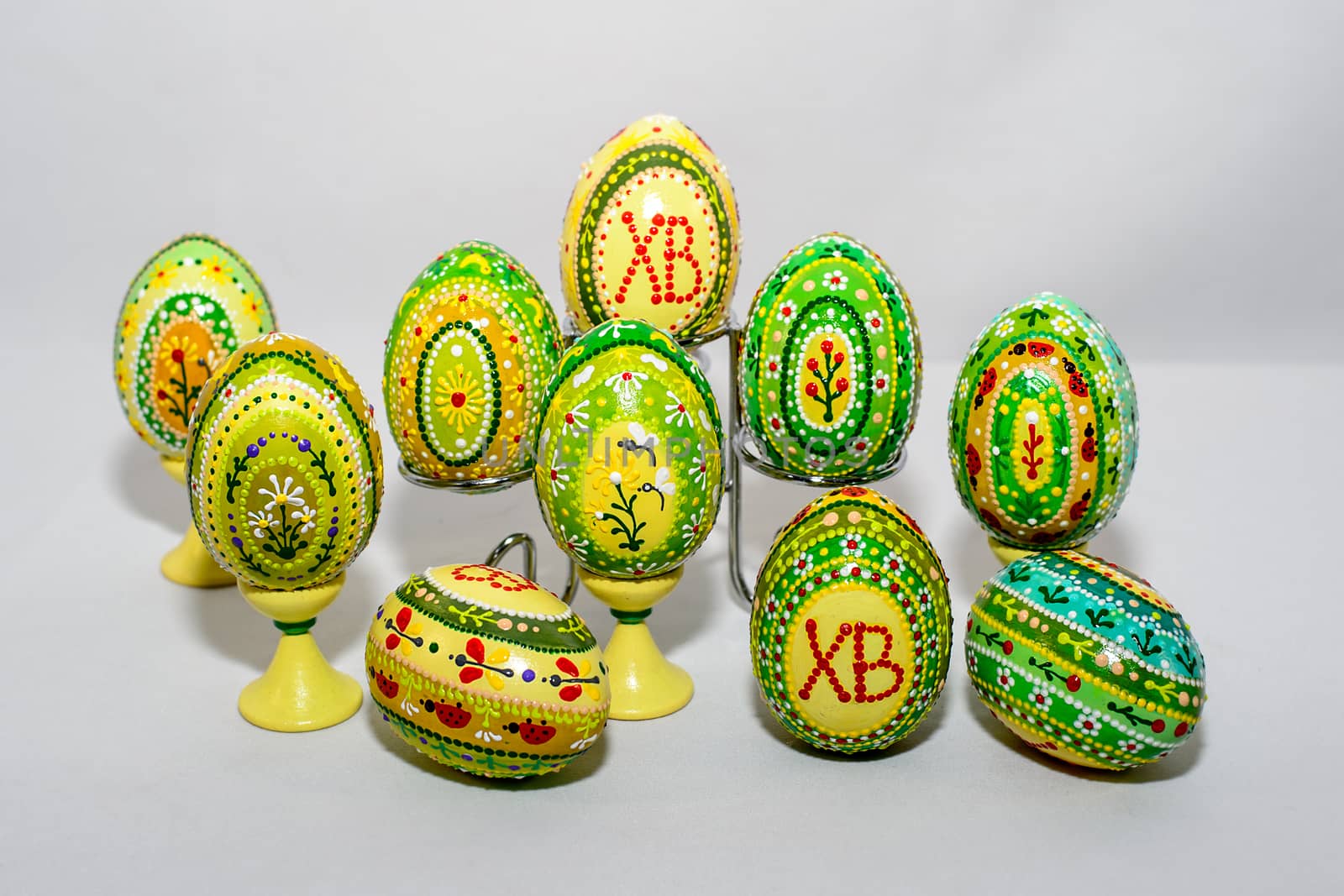 Easter eggs, hand-painted with acrylic paints.