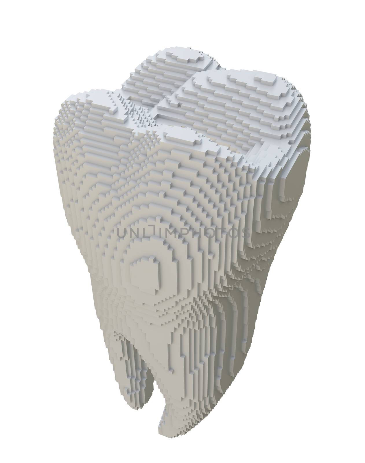 3d printed tooth isolated on white background. 3D illustration