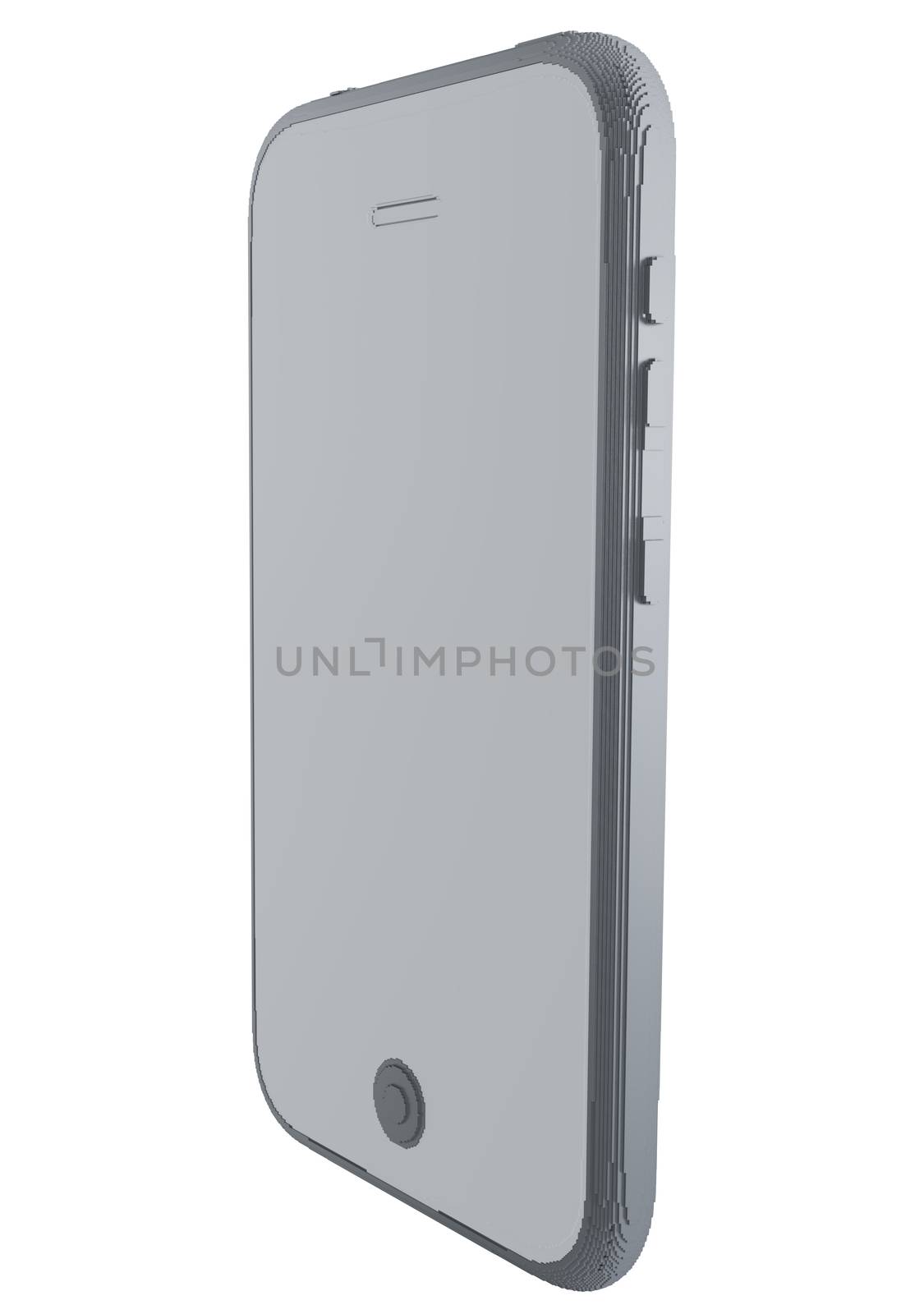 3d printed smartphone isolated on white background. New technology concept. 3D illustration