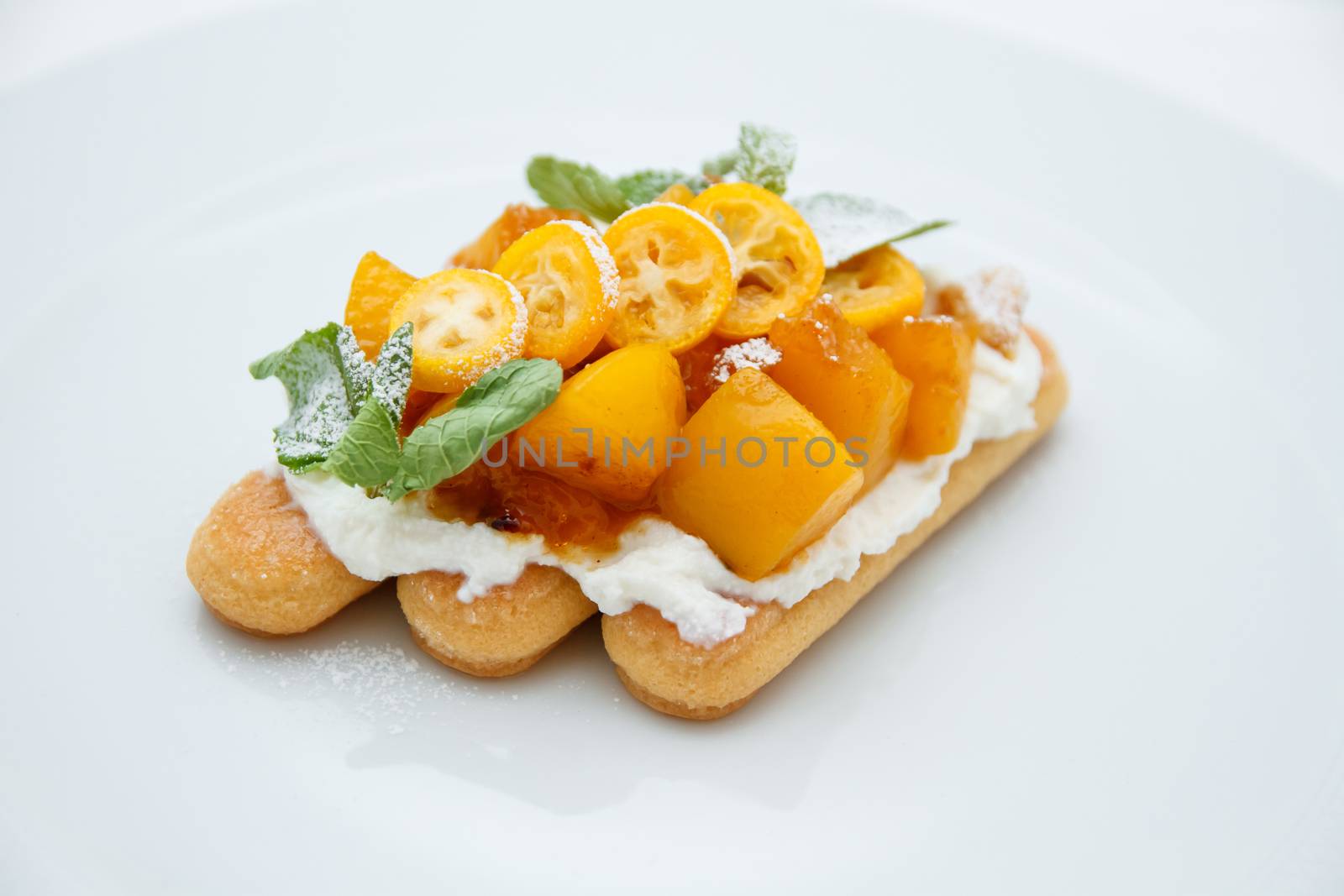 Apricot tart cake with confiture and mint by Angel_a