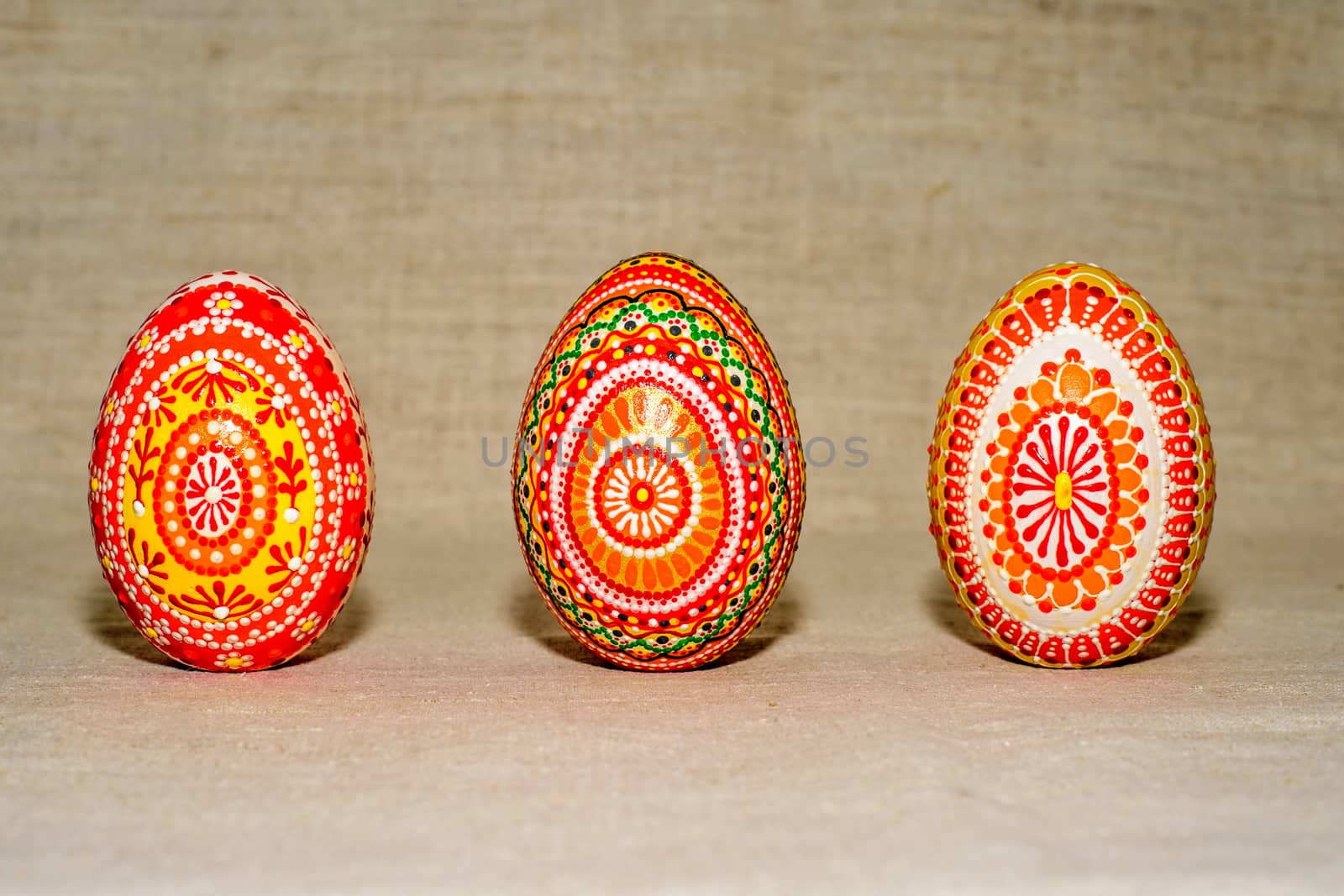 Easter eggs, hand-painted with acrylic paints.