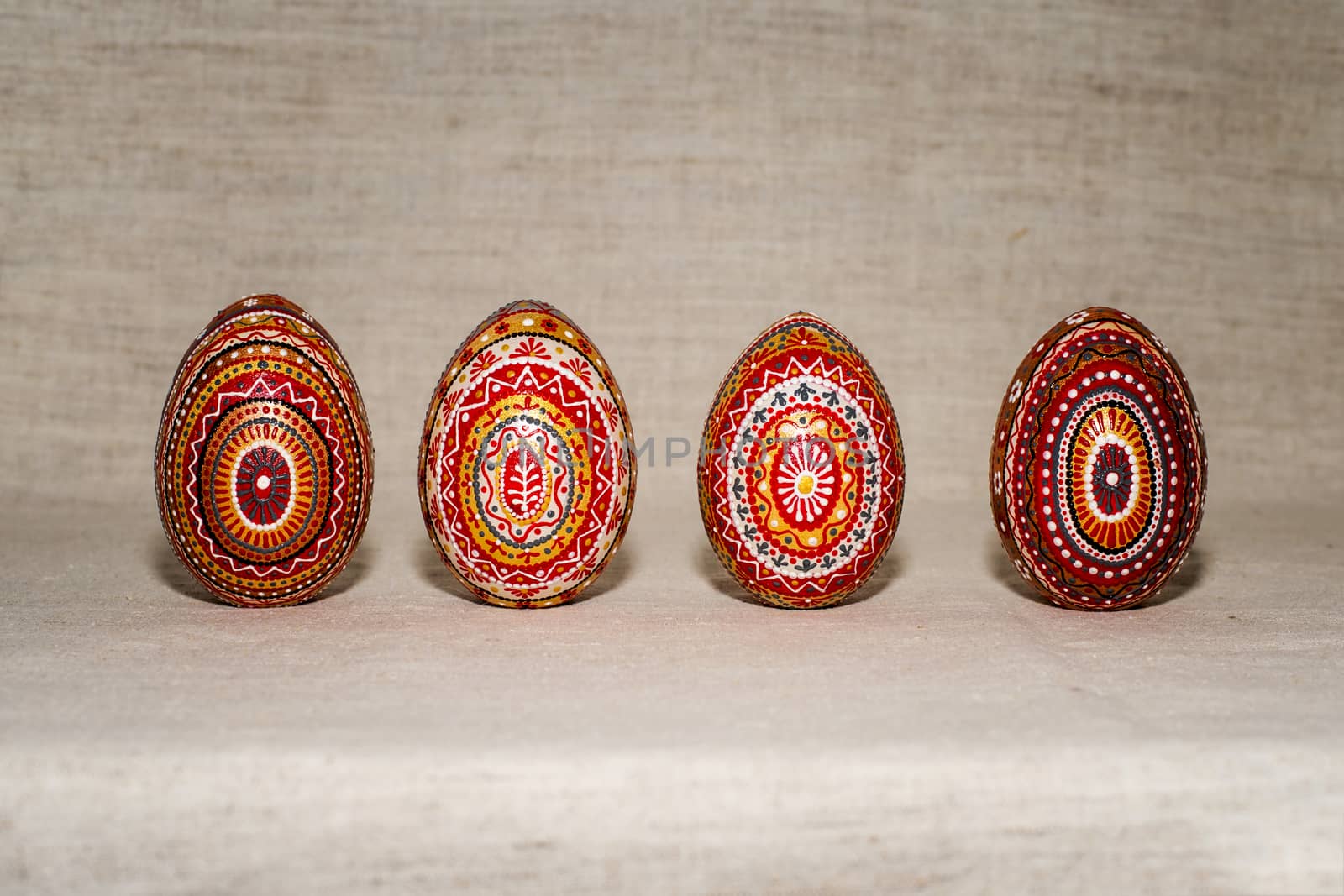 Easter eggs, hand-painted with acrylic paints.