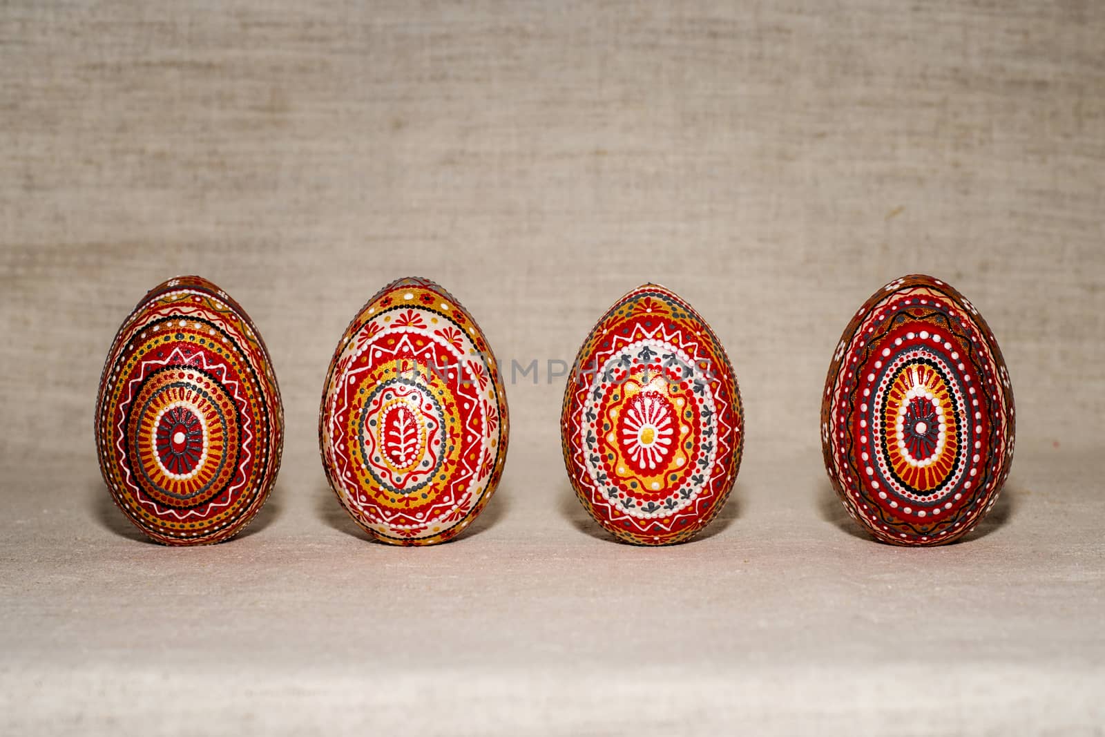 Easter eggs, hand-painted with acrylic paints.