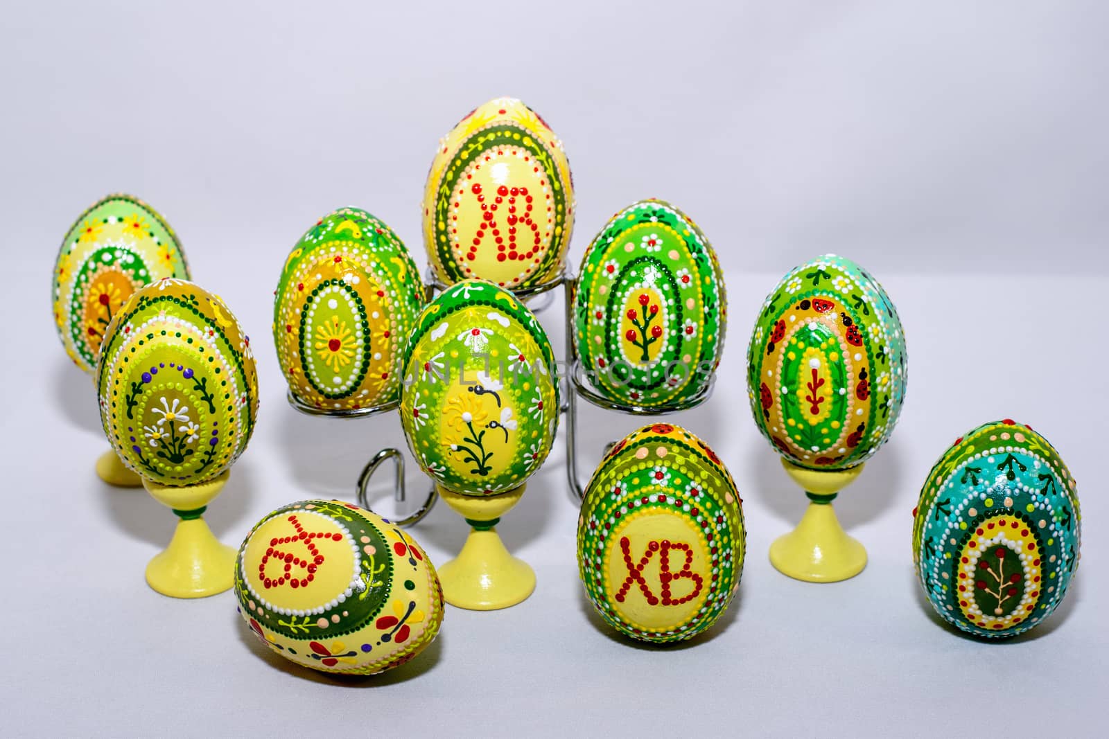 Easter eggs, hand-painted with acrylic paints.