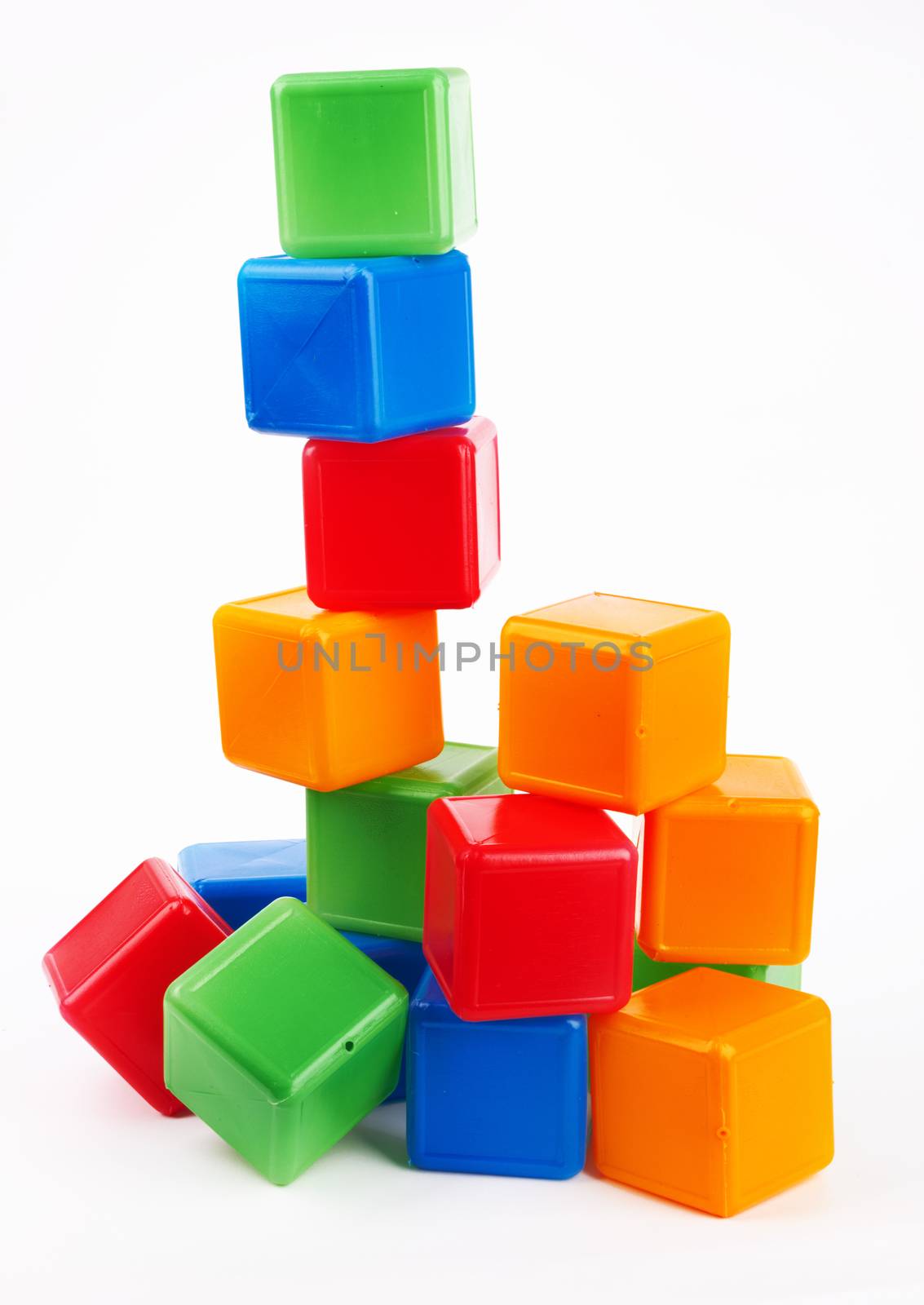 bright plastic blocks on a white 