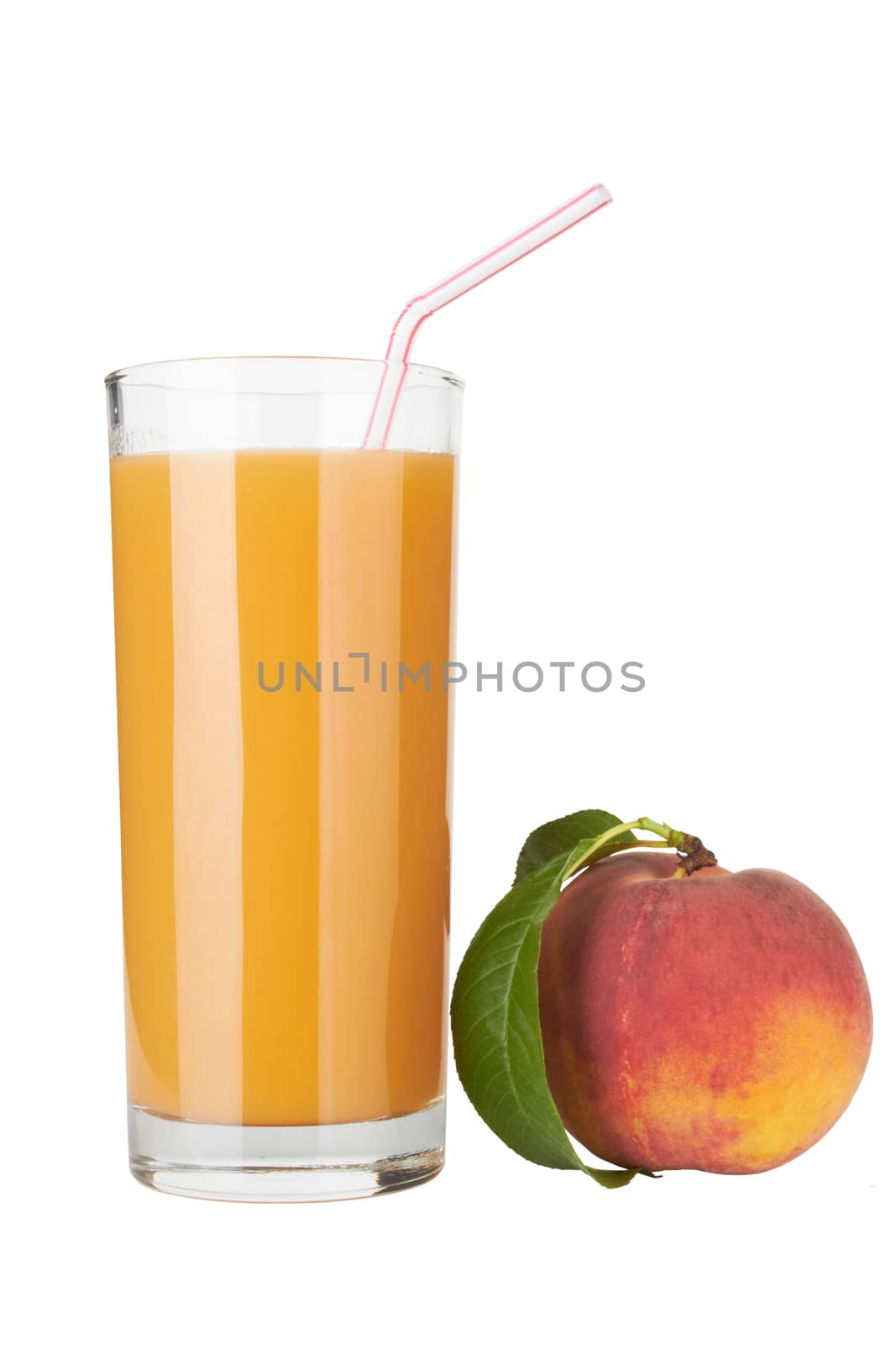 Fresh peach juce in glass isolated
