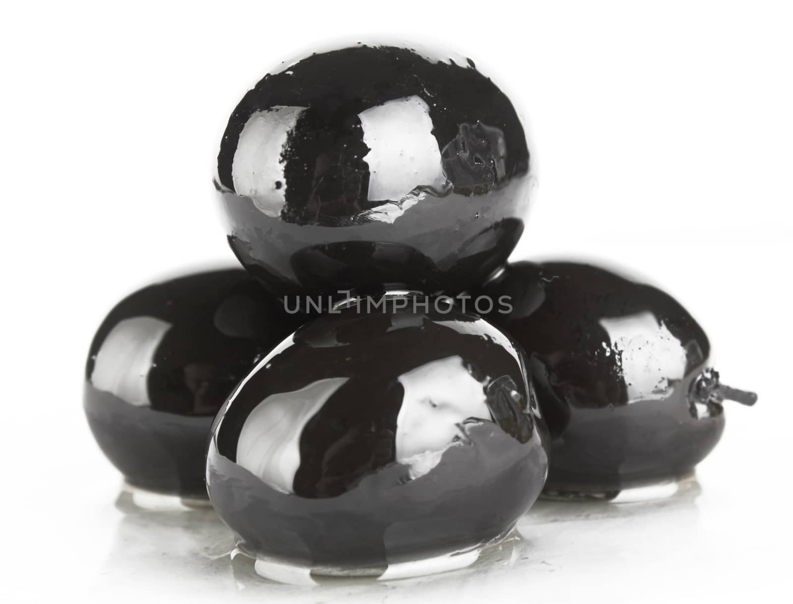 black olives on white background 