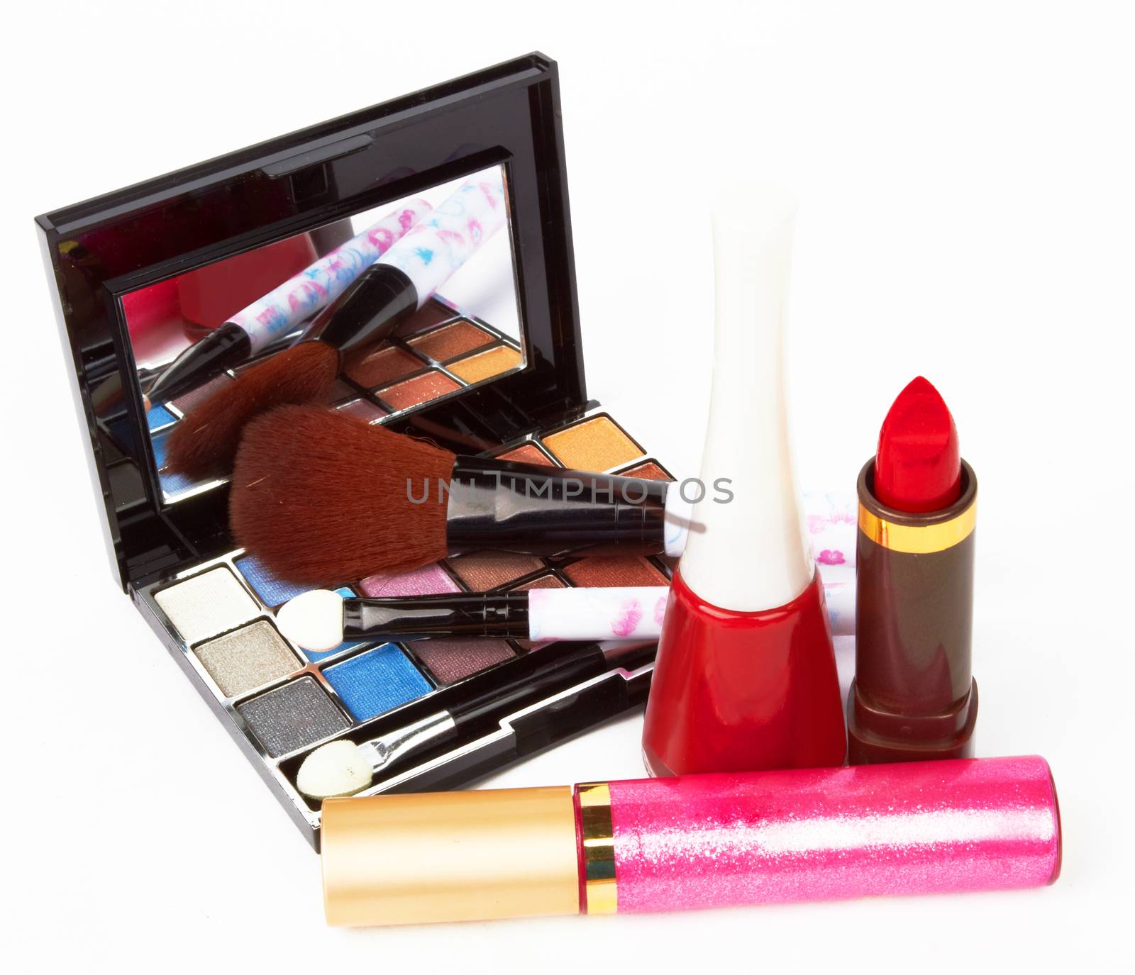 Cosmetic products on white background 