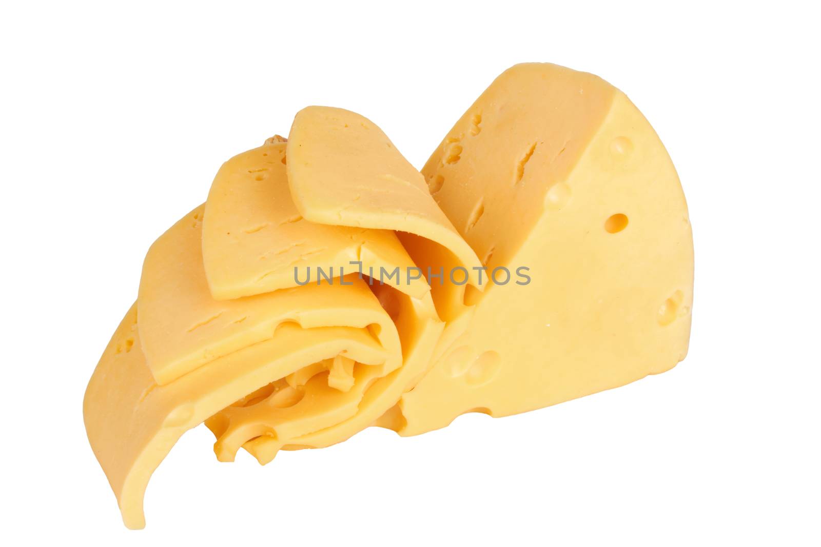 piece of cheese on a white background