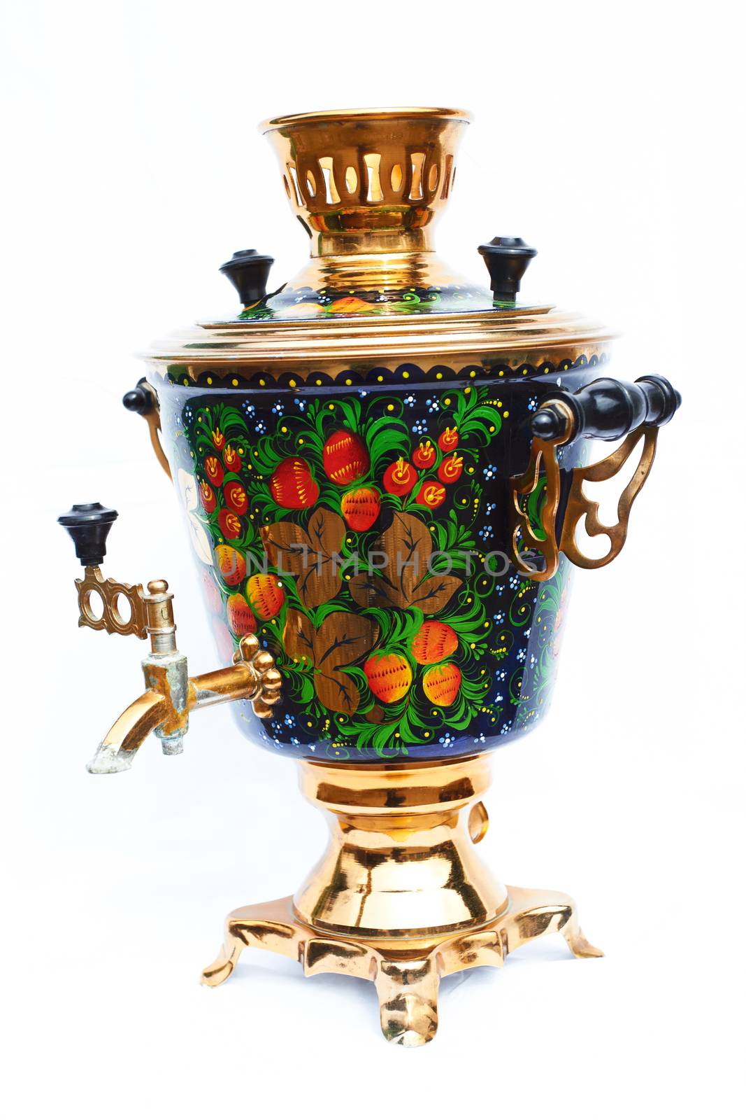 Russian traditional samovar on white