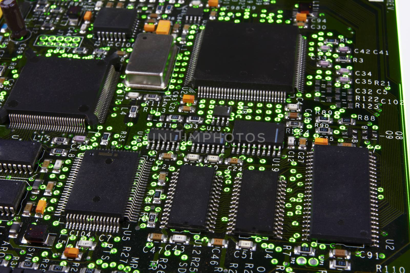 Detail of the front of a printed circuit board