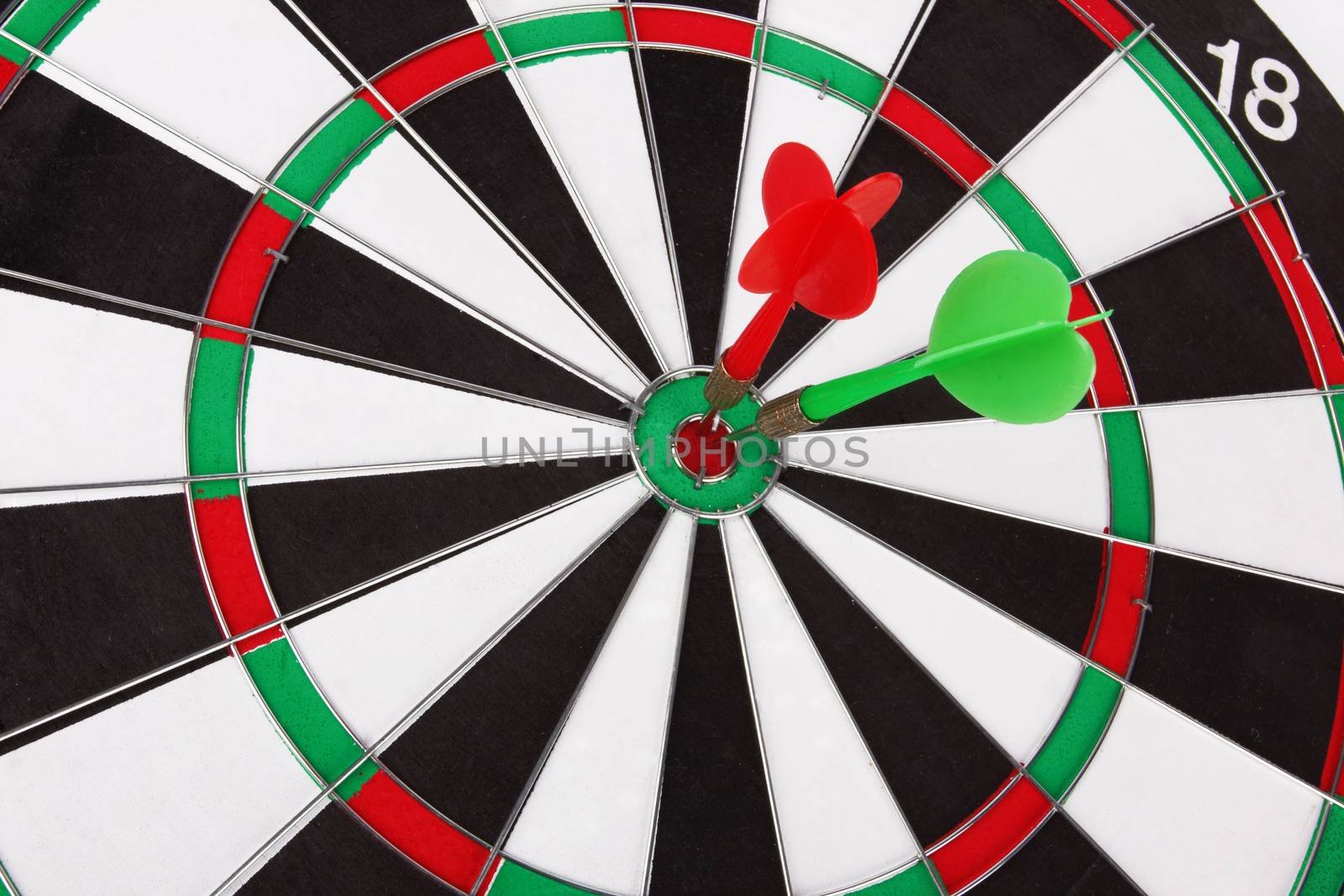 dartboard with two darts closeup
