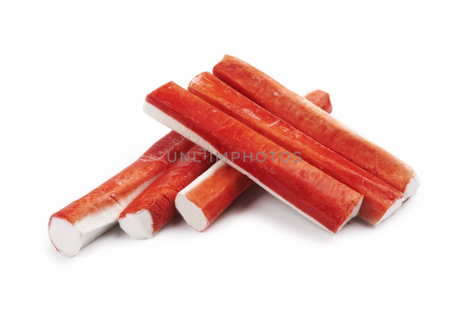 Crab sticks group on white background 