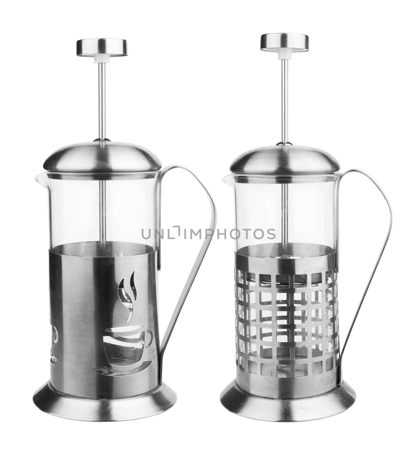 French press isolated on white background 