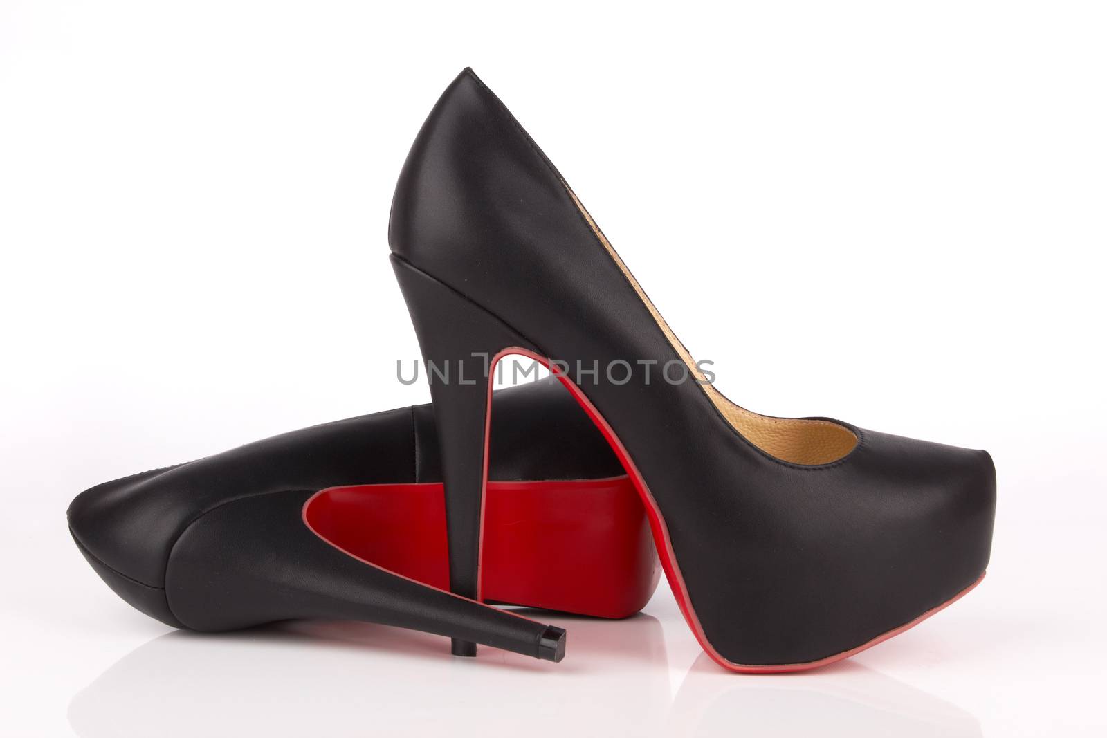 female shoes over white background