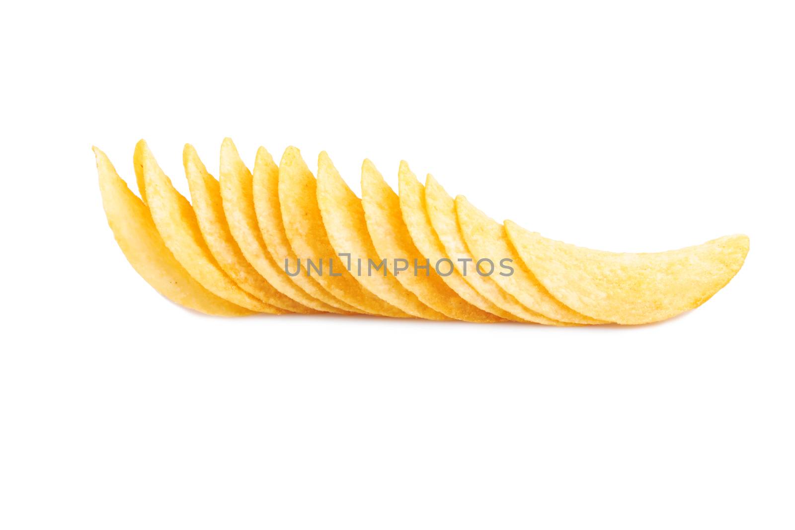 Potato chips isolated on a white background