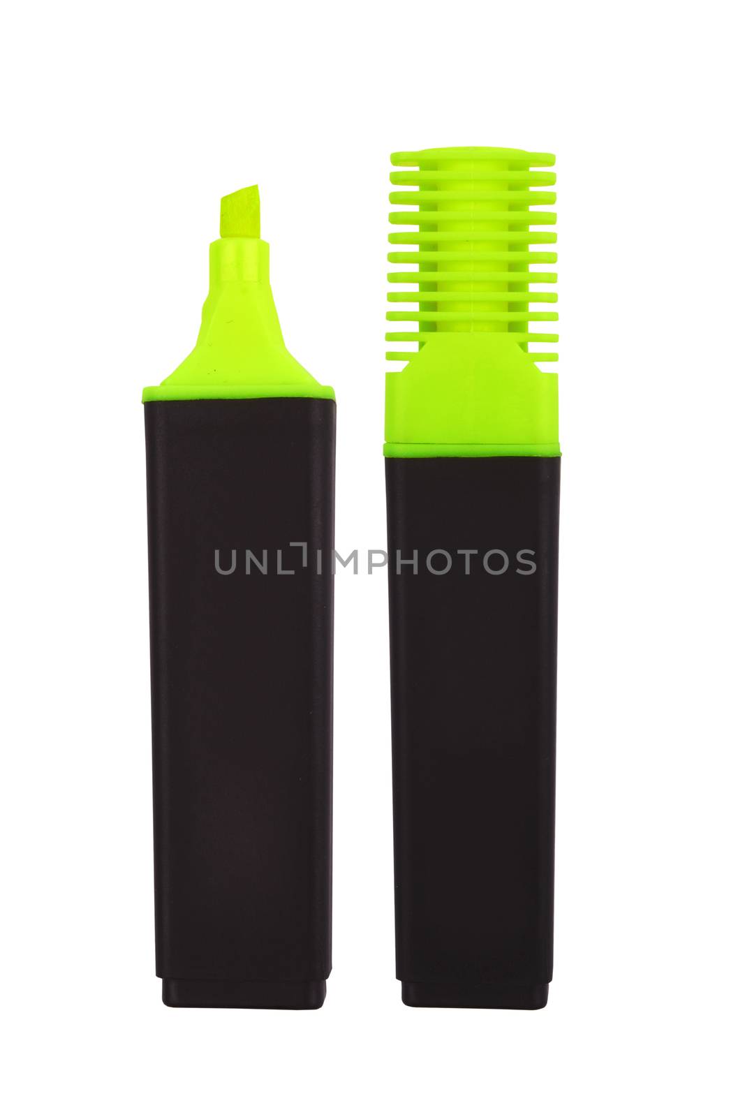 Green highlighter isolated on white background 