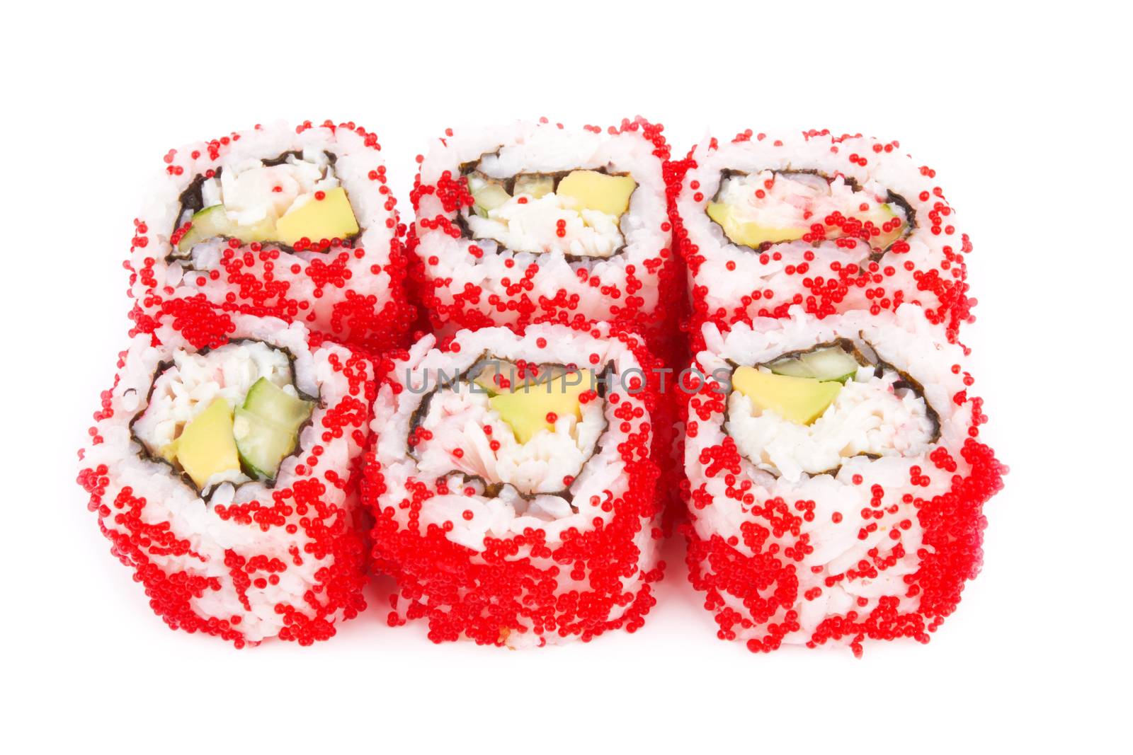 Japan sushi roll set isolated on white