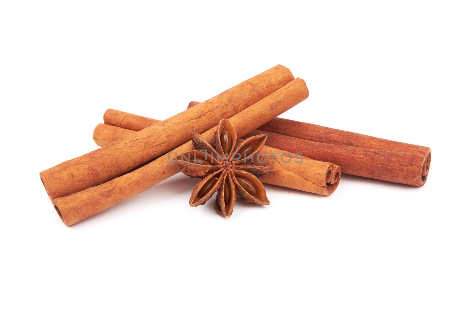 anise and cinnamon on a white background