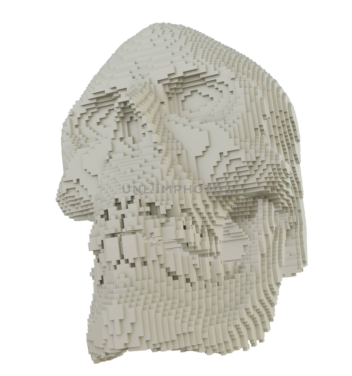 3d printed skull isolated on white background. 3D illustration