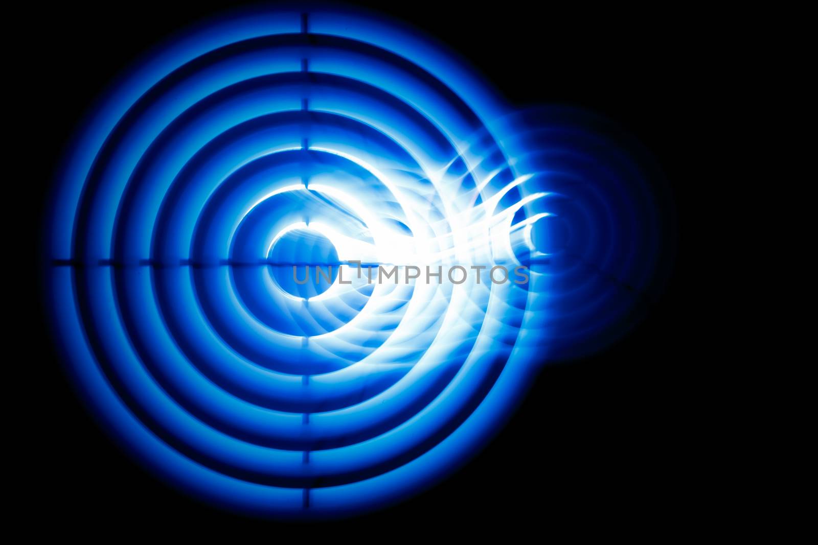 Sound waves in the visible blue color in the dark