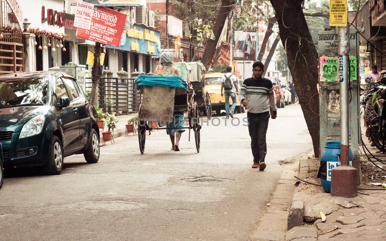 New Market, Kolkata, December 2, 2018: View of popular Lindsay Street besides Free School Street (Mirza Ghalib Street) back side of Sir Hogg Market also called New Market, Kolkata.