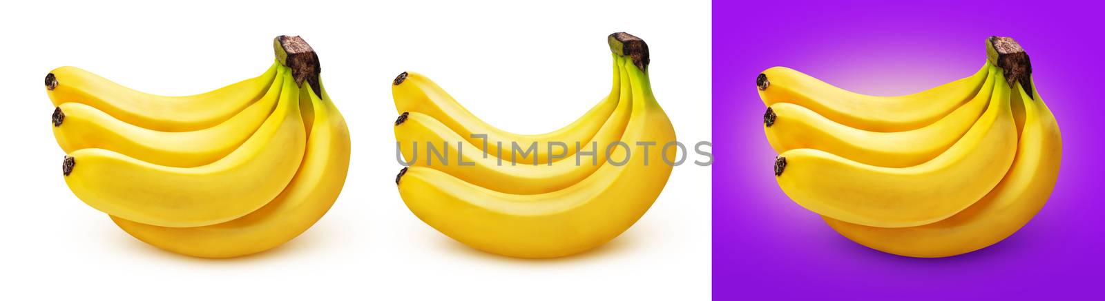 Bunch of bananas isolated on white and purple background by xamtiw