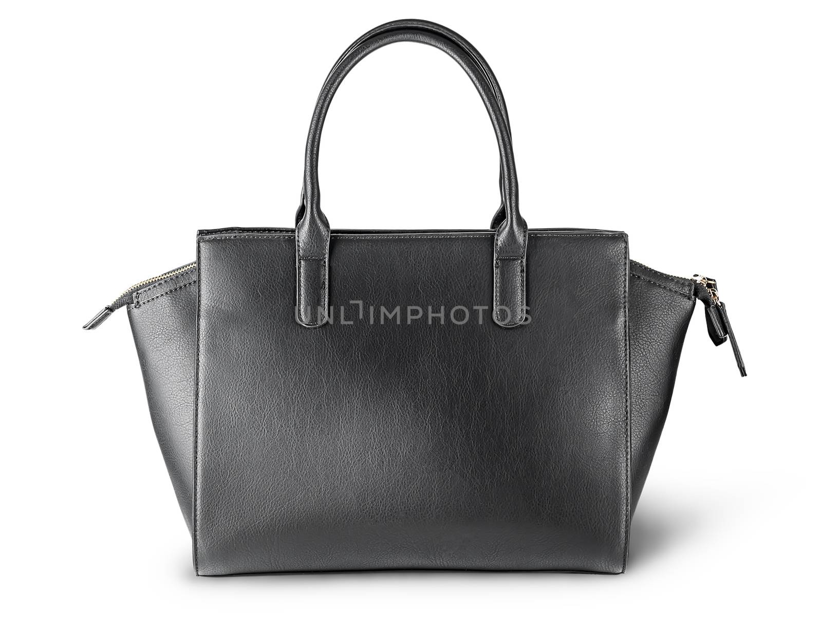 Ladies black leather bag back view by Cipariss