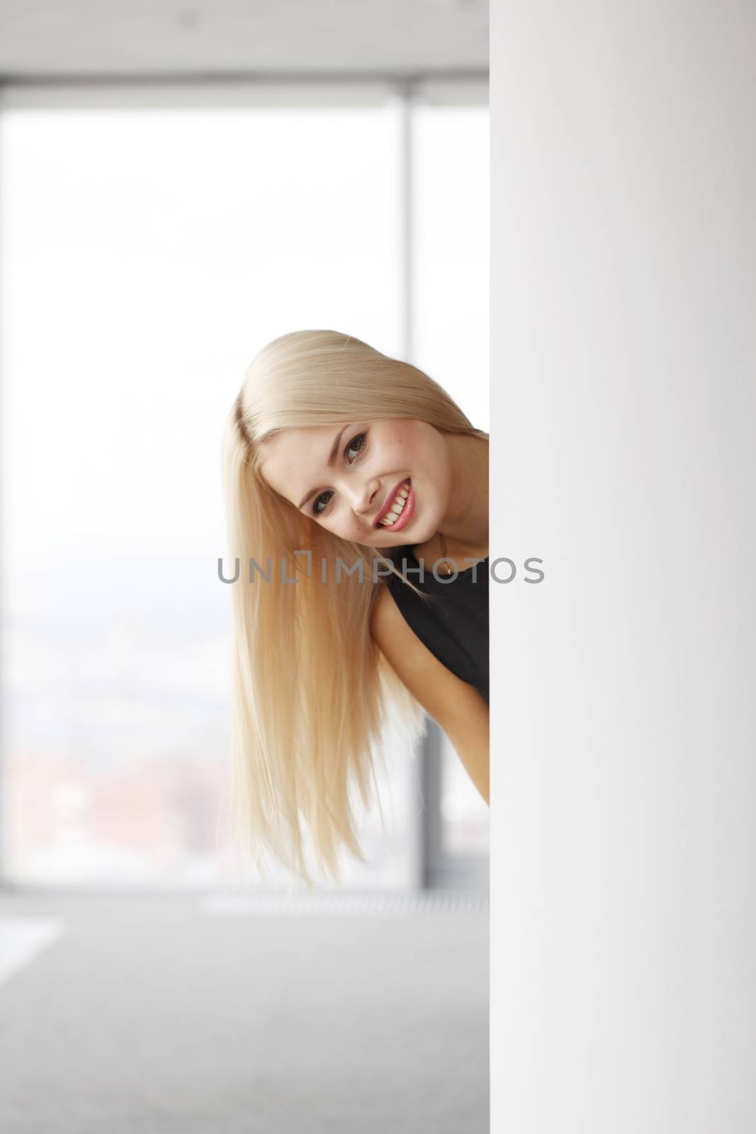 Close up portrait of young woman in business suit