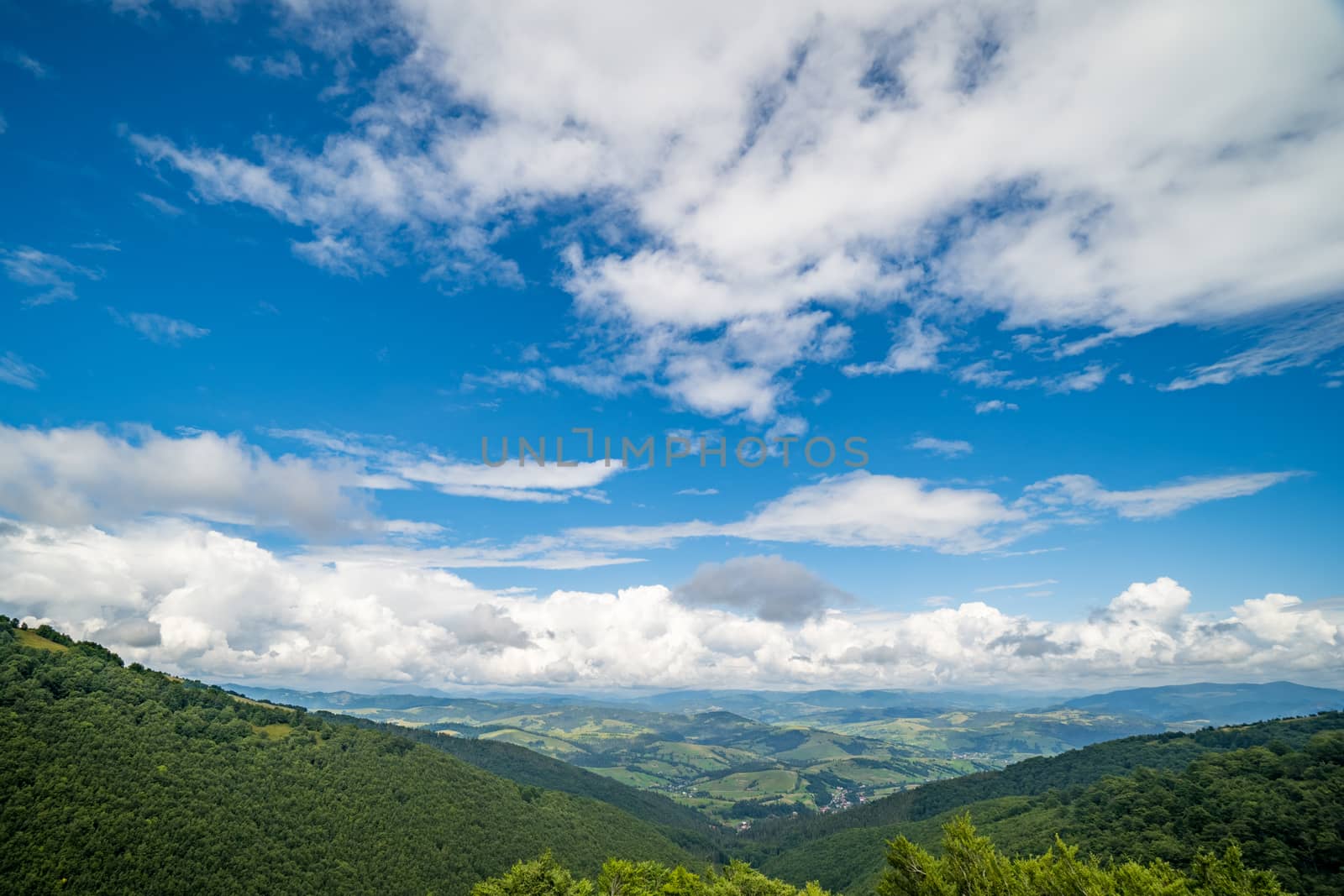 Landscape of Borzhava ridge of the Ukrainian Carpathian Mountains. Clouds above Carpathians by sergiy_romanyuk