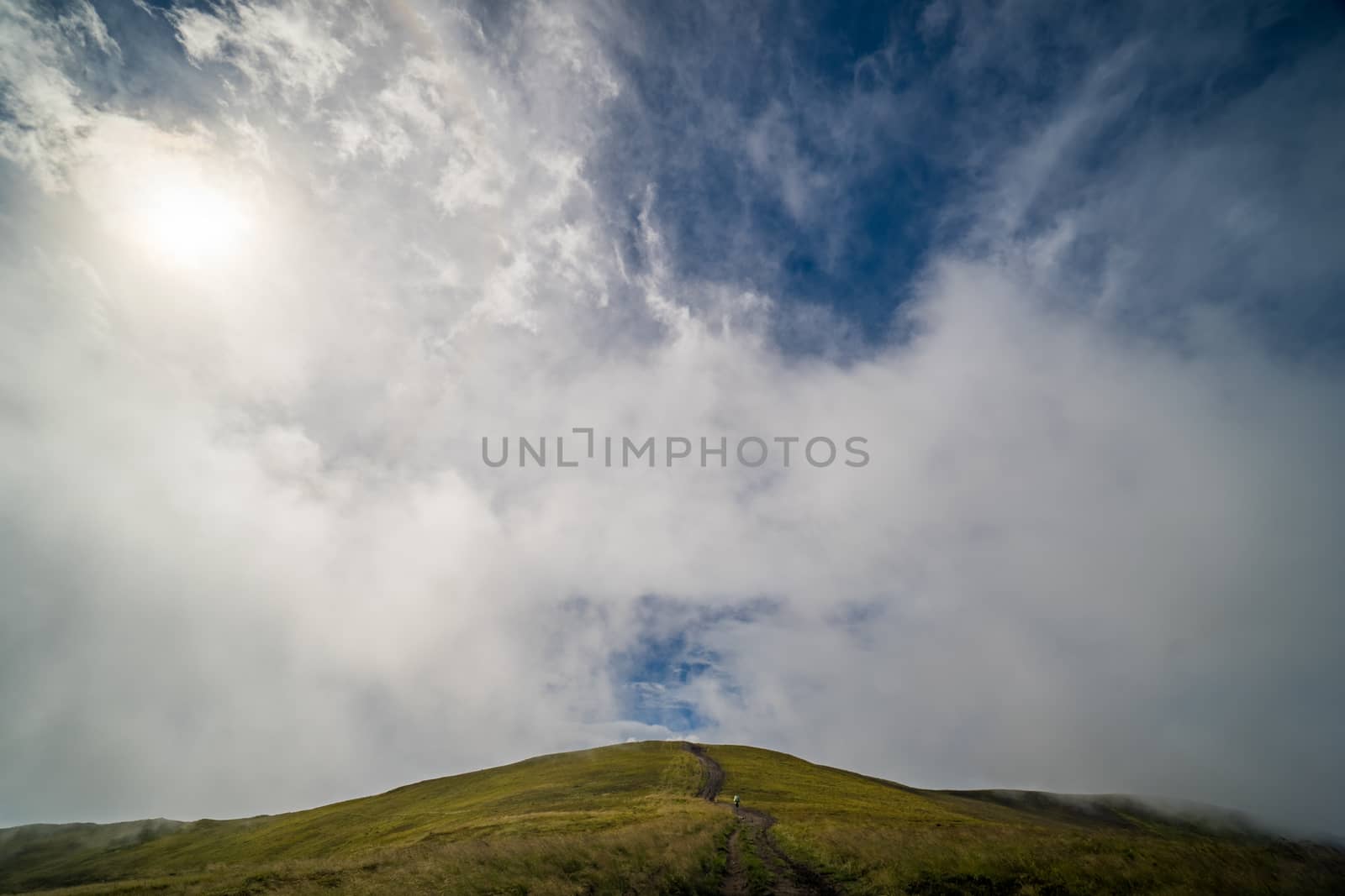 Landscape of Borzhava ridge of the Ukrainian Carpathian Mountains. Clouds above Carpathians by sergiy_romanyuk