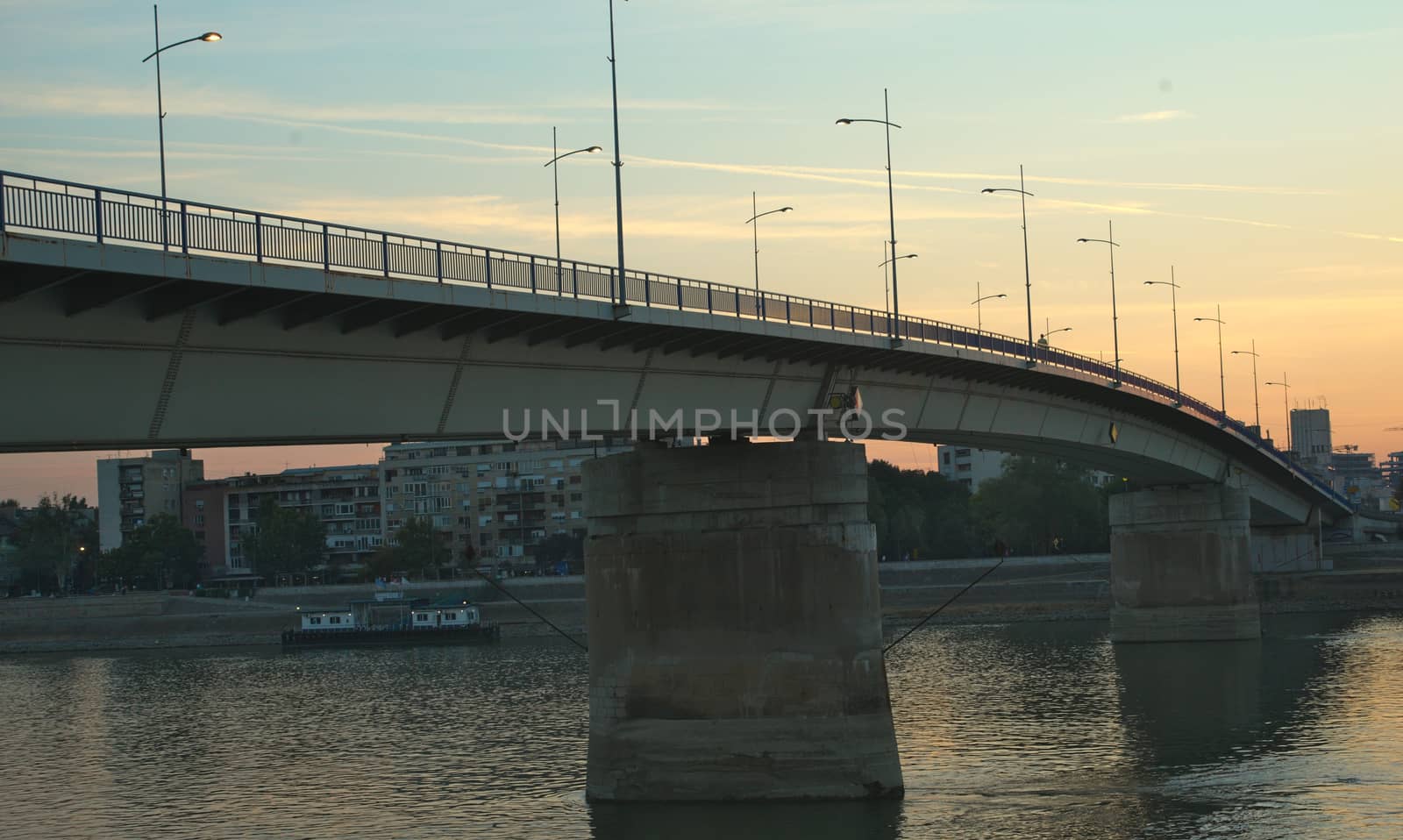 Evening view on bridge in Novi Sad, Serbia