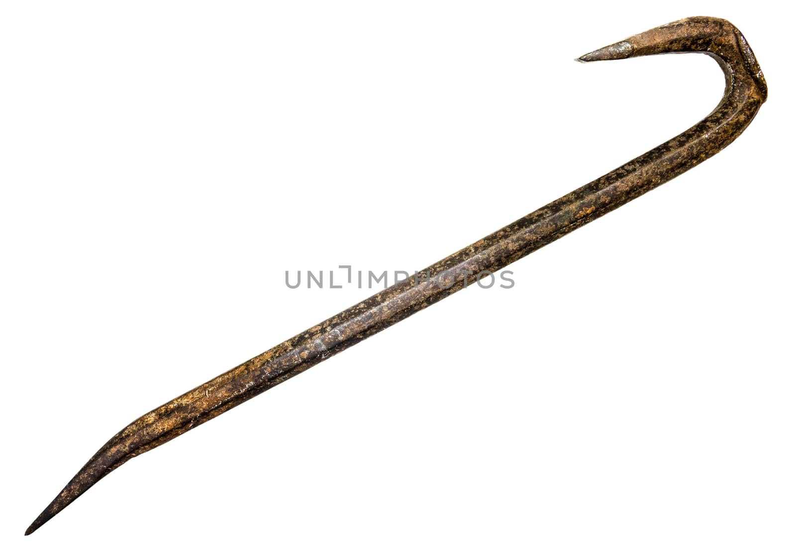 Isolated Grungy Rusty Old Crowbar With A White Background